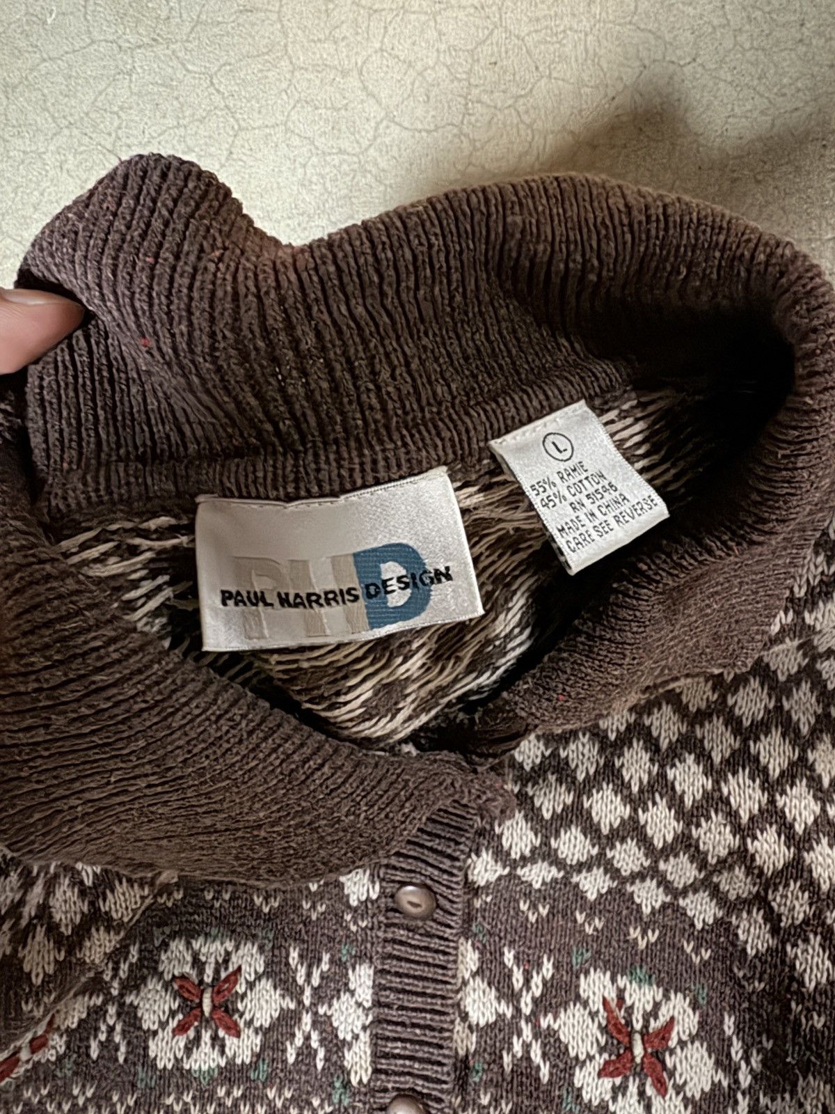 Other Vintage 90s Paul Harris Design Winter Cardigan Knit Sweater Size L / US 10 / IT 46 - 4 Thumbnail