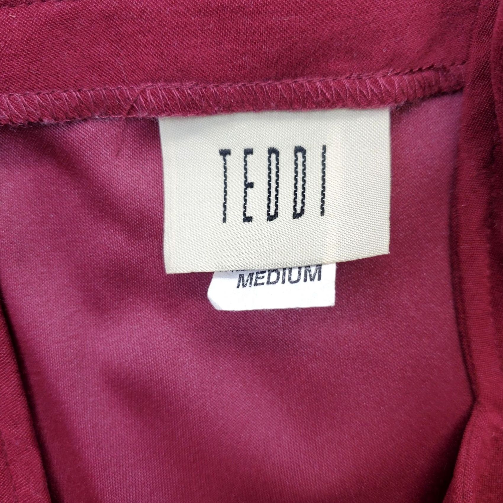 Vintage Teddi VTG Jumper Dress Womens Size M Dark Red Square Neck Side Button Sleeveless Maxi Size M / US 6-8 / IT 42-44 - 3 Thumbnail