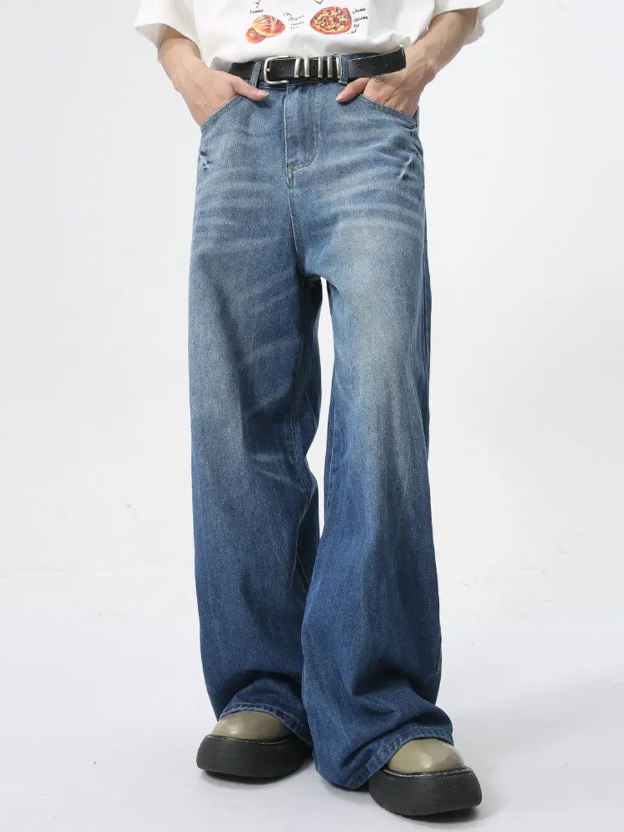 Japanese Brand Loose straight leg lightning jeans Size US 32 / EU 48 - 4 Thumbnail