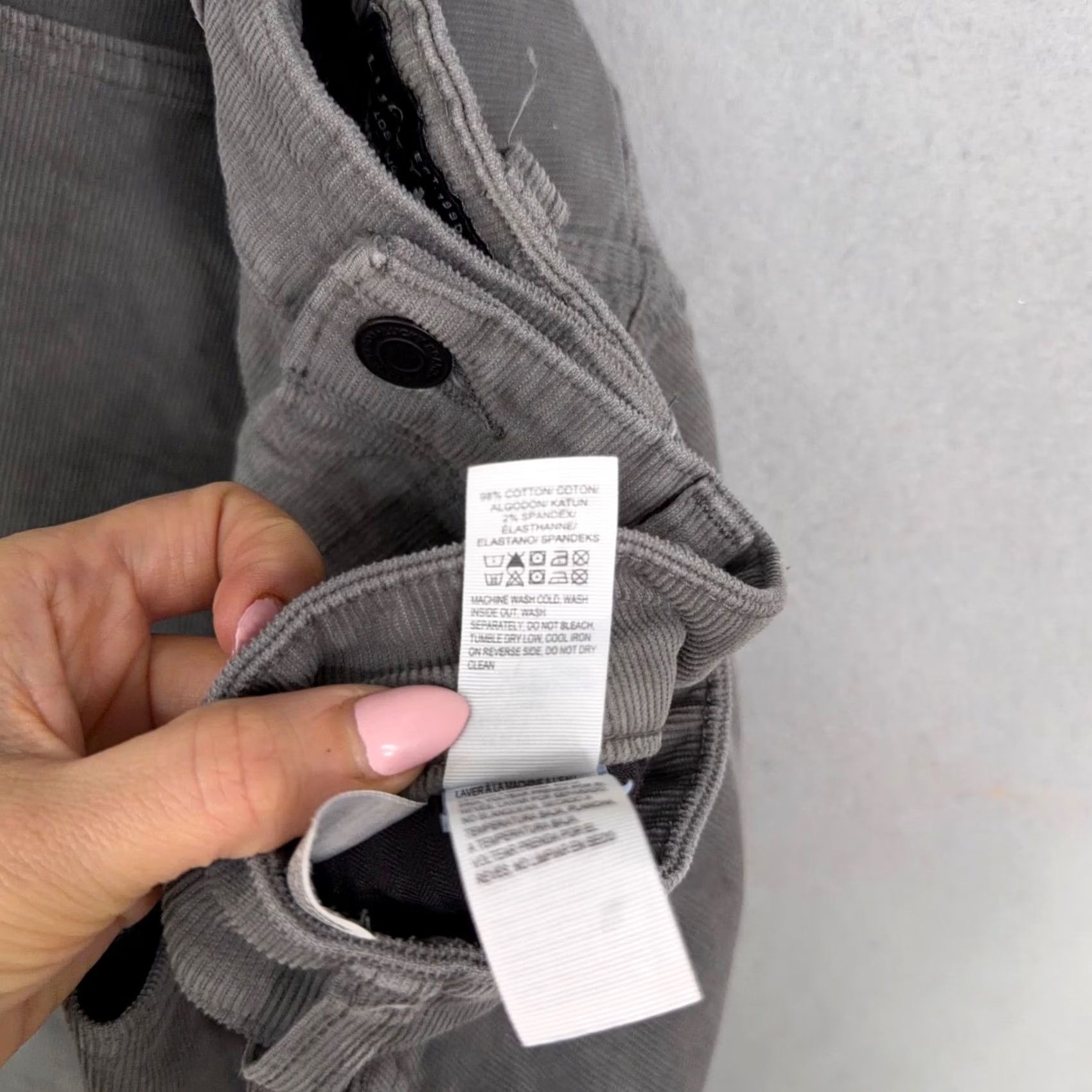 Lucky Brand Lucky Brand 121 Slim Men Grey Corduroy Pants 33x32 Chino Casual Modern Aesthetic Mens Size US 33 - 5 Thumbnail