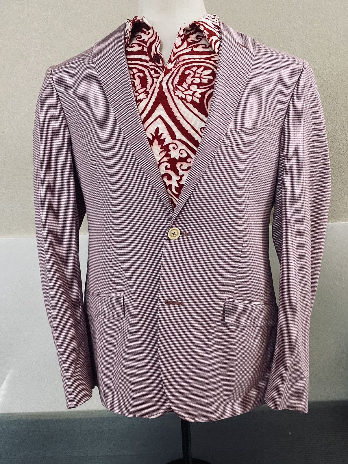 Etro Etro red check 2 Btn 007 safari leisure jacket nwt Size 42R - 1 Thumbnail