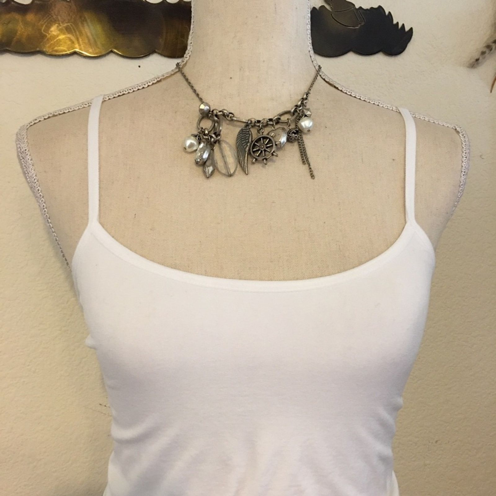 Jewelry Antique silver tone charm beaded necklace Size ONE SIZE - 3 Thumbnail