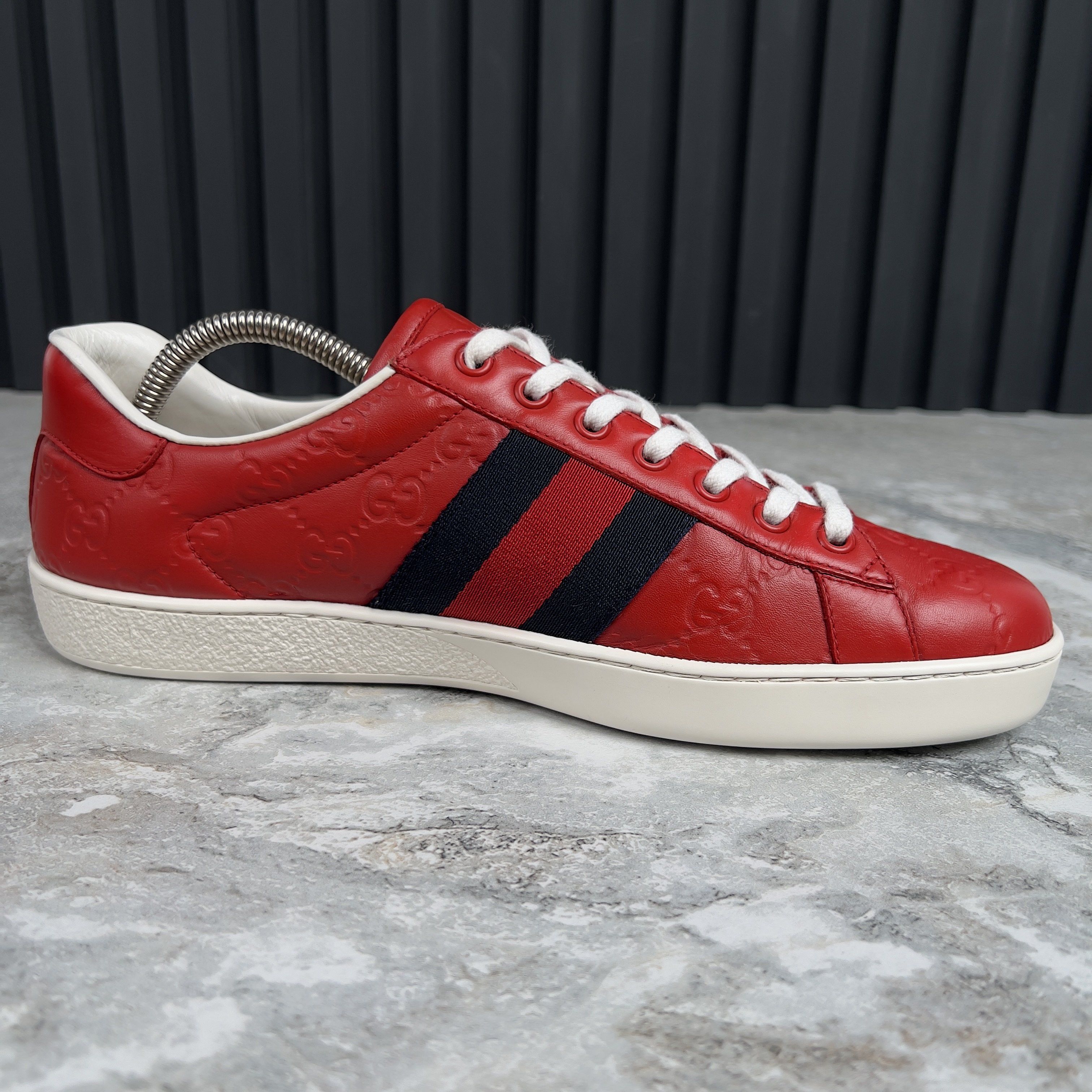 Gucci Gucci Ace Web GG Monogram Low Top Sneakers Leather Size US 8 / EU 41 - 6 Thumbnail