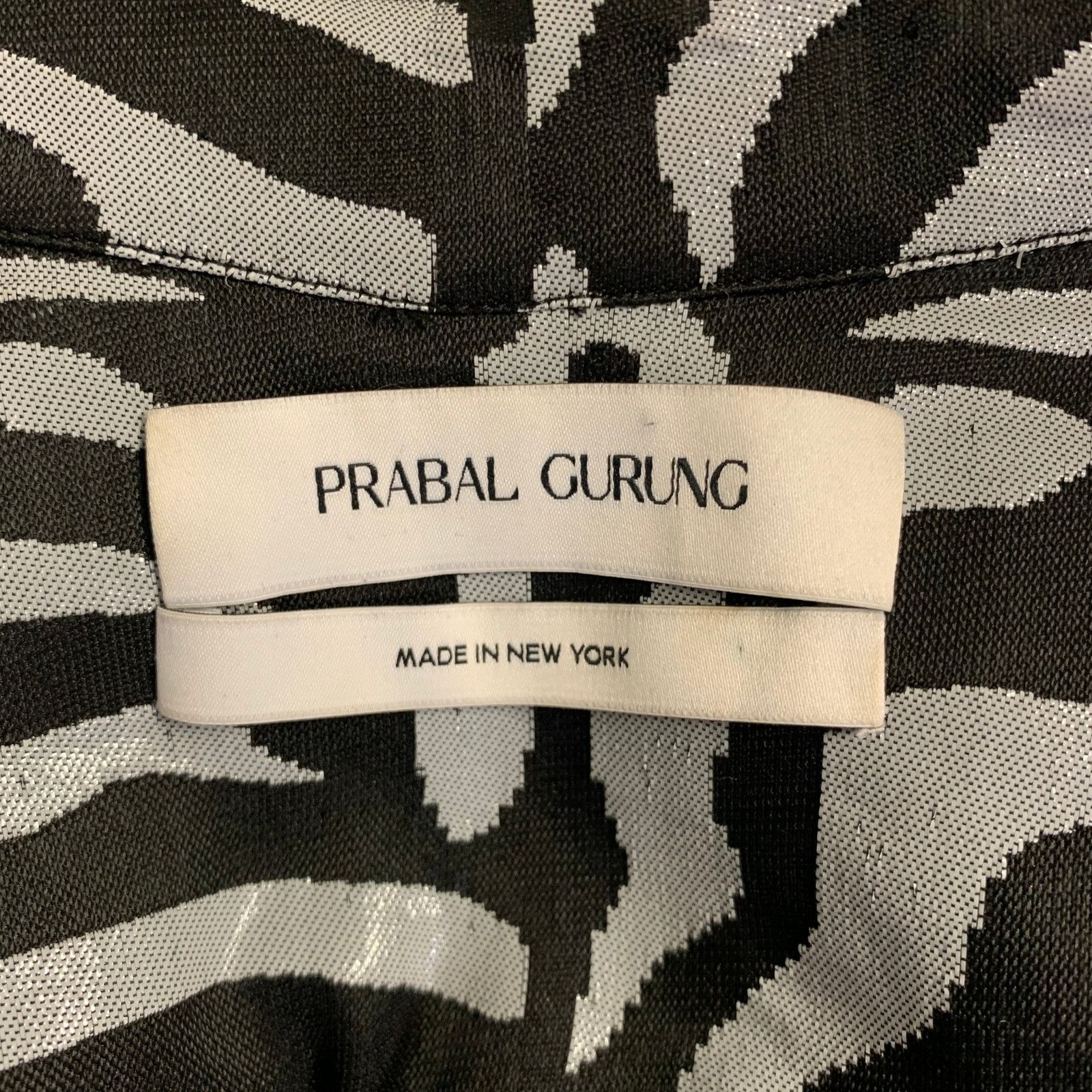 Prabal Gurung PRABAL GURUNG Size S Black Silver Animal Print Long Shirt Size S / US 4 / IT 40 - 6 Thumbnail