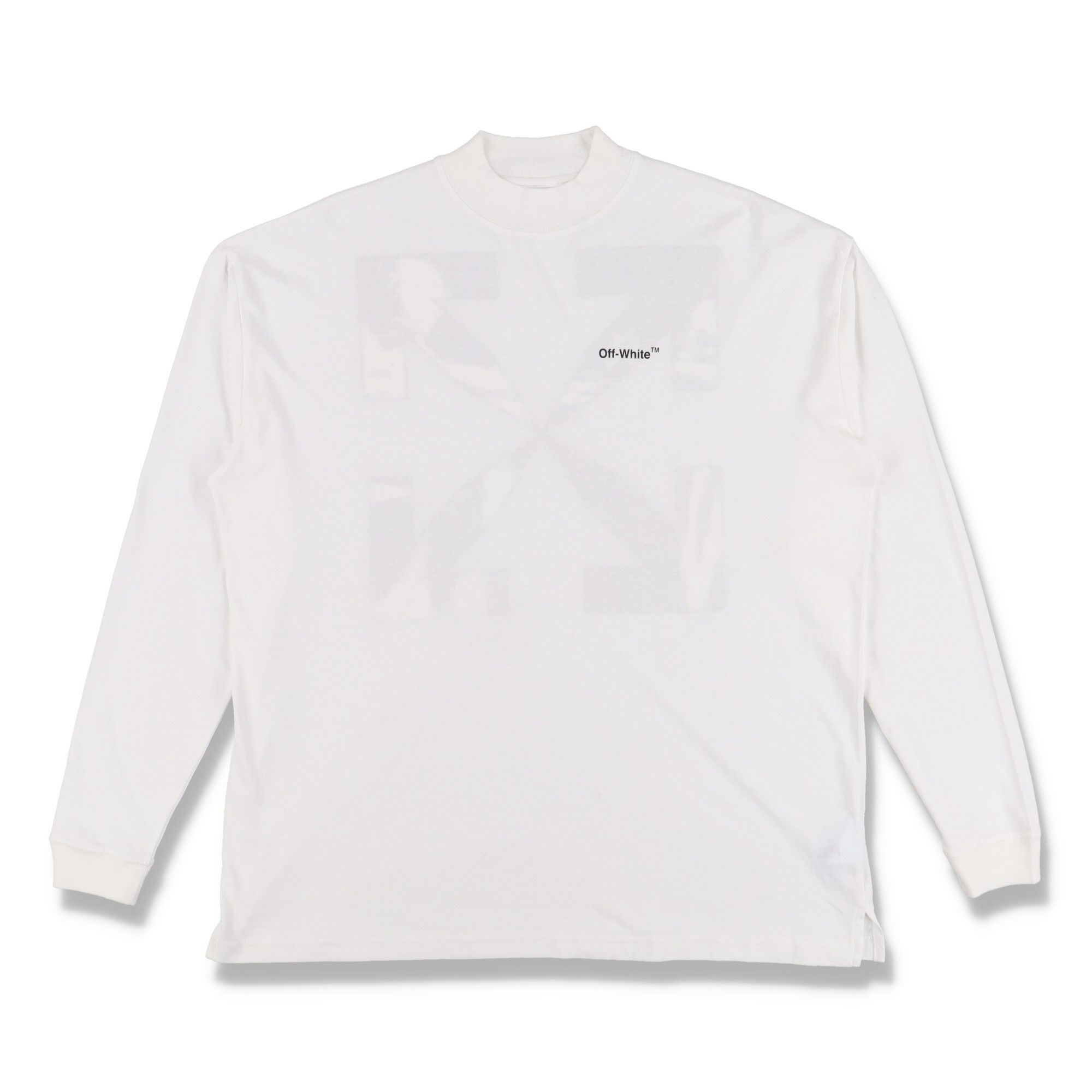 Off-White White Caravaggio Arrows Oversized Mock Neck LS T-Shirt Size US S / EU 44-46 / 1 - 5 Thumbnail