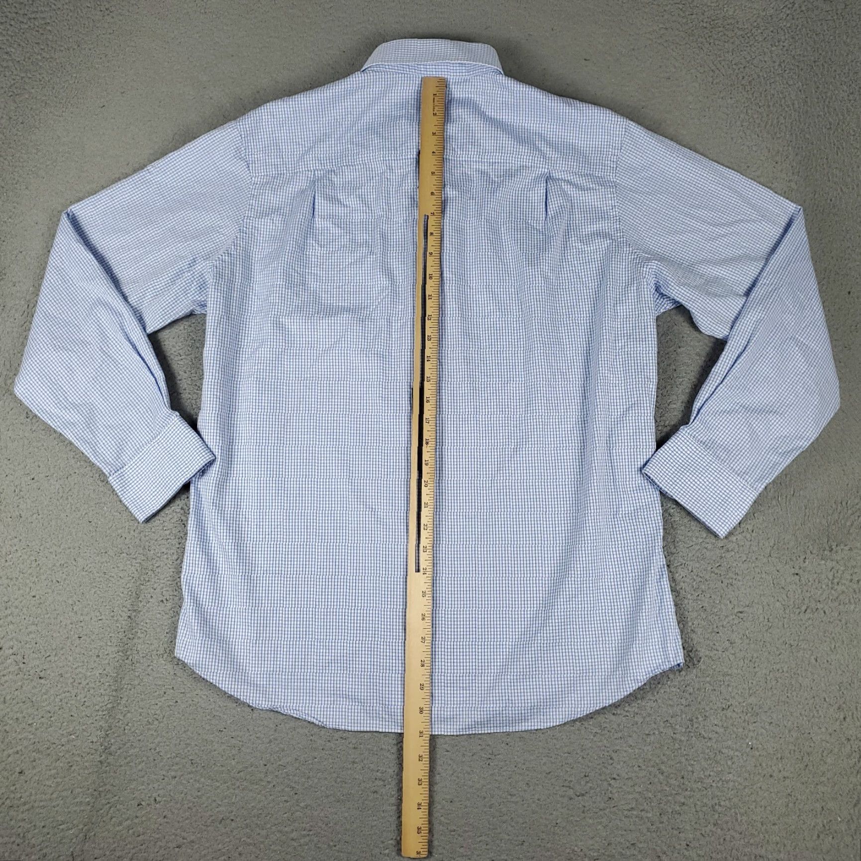 David Donahue David Donahue Shirt Mens 17 Blue Plaid Dress Button Up Long Sleeve 17 in Blue Size 46R - 2 Thumbnail