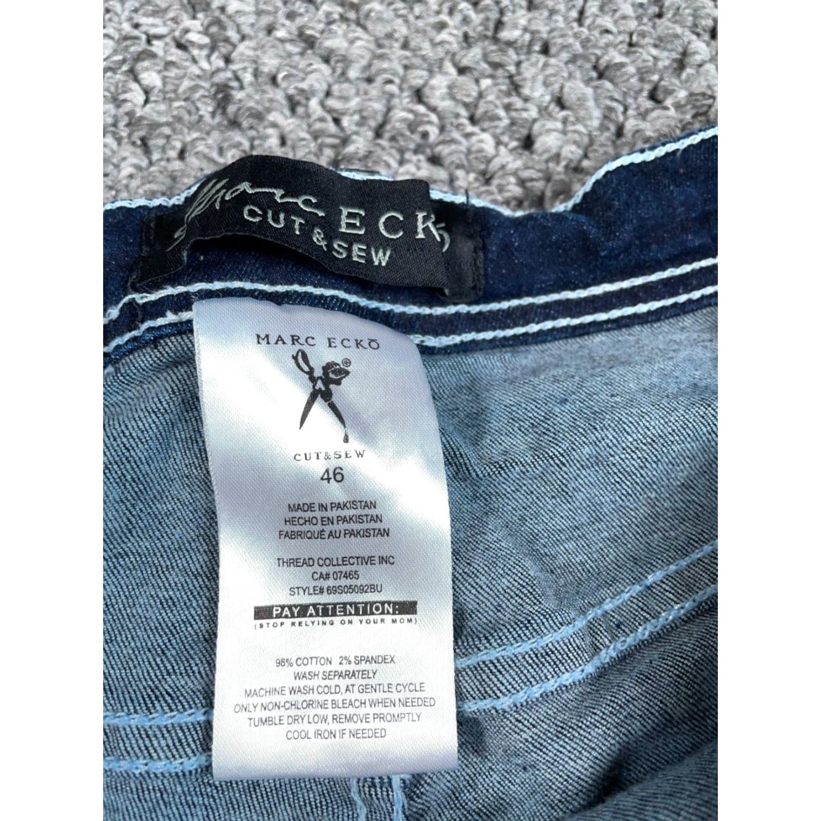 Ecko Unltd. VTG Marc Ecko Motorcycle Biker Jean Shorts Men 46 Blue Denim 5-Pocket/Zip Inseam 12in Regular Rise Mid - Cotton Spandex Vintage Hip Hop Theme Mens Size US 30 / EU 46 - 3 Thumbnail