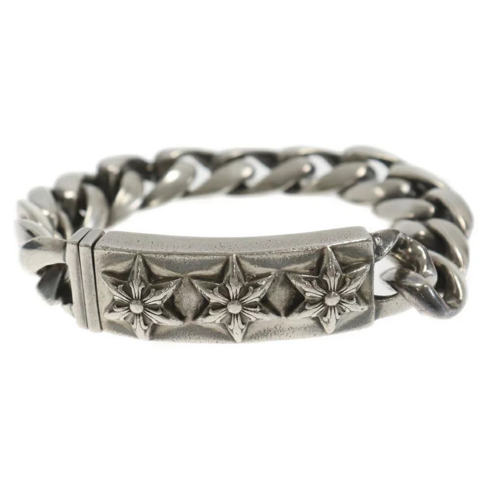 image of Chrome Hearts 3 Star Id Bracelet in Silver, Men's