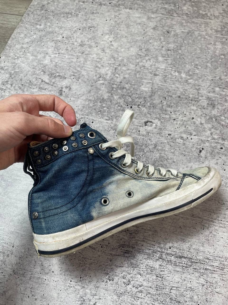 Diesel Vintage 00s Diesel Studded Denim Lace Up Shoes Y2K Size US 7 / EU 40 - 4 Thumbnail