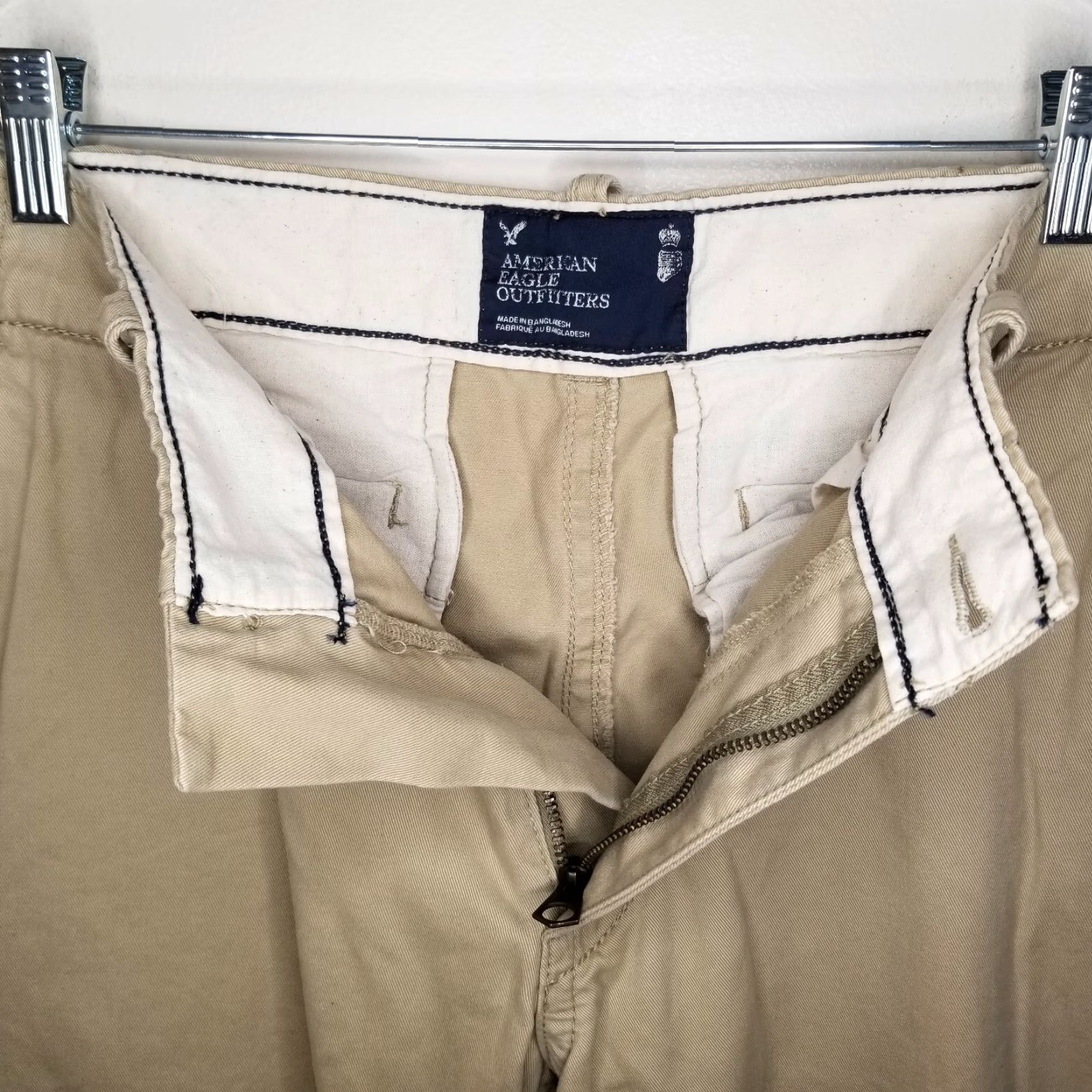 American Eagle Outfitters American Eagle Mens Chino Pants Straight 34x34 Beige Size US 34 / EU 50 - 3 Thumbnail