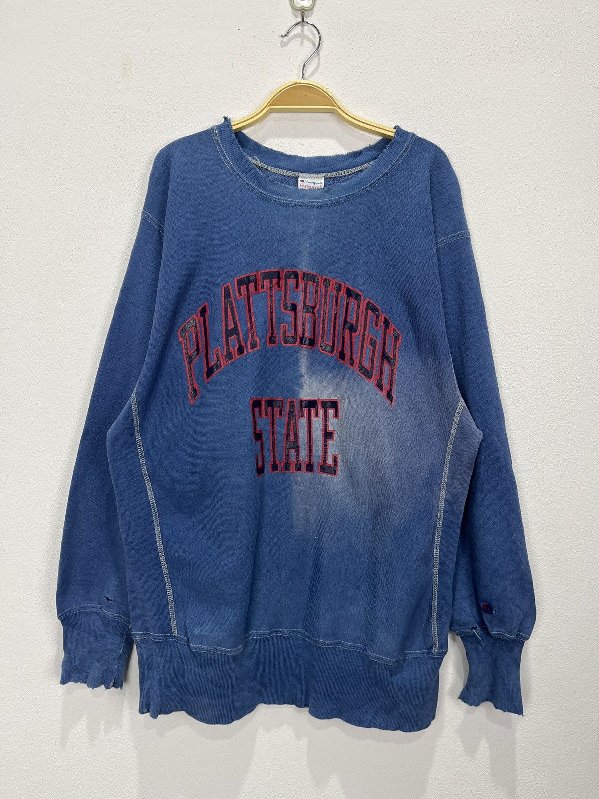 Champion × Vintage Vintage 90's Champion Reverse Weave Plattsburgh State Hoodie Size US L / EU 52-54 / 3 - 1 Thumbnail
