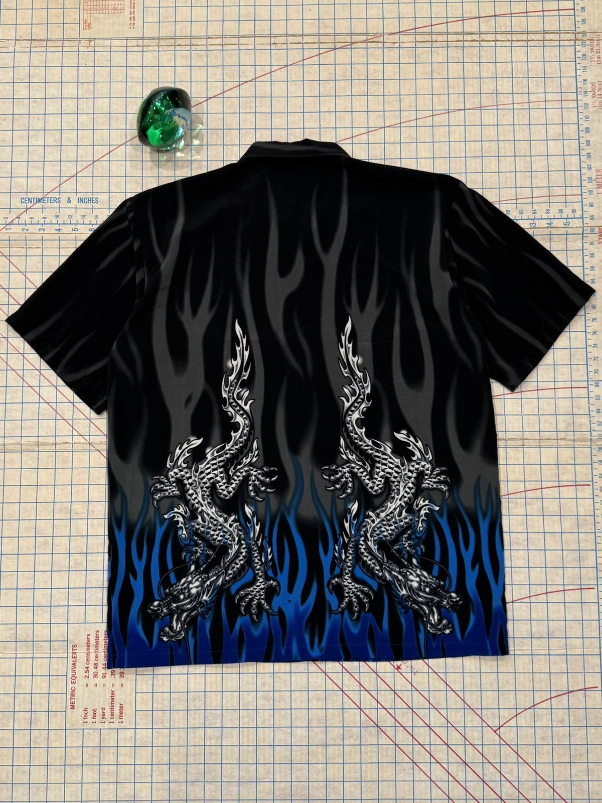Vintage Vintage Odo Blue Flame Dragon Short Sleeve Button Up Medium Size US M / EU 48-50 / 2 - 6 Thumbnail