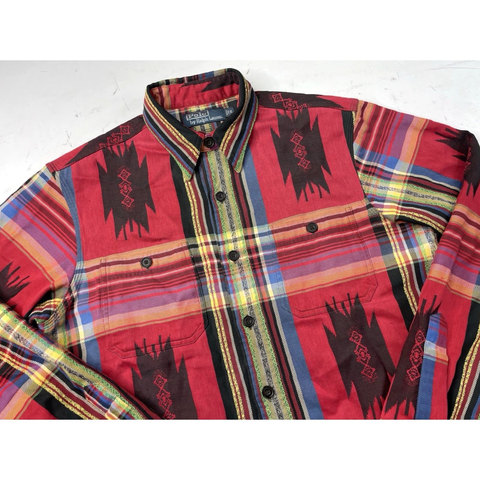 Polo Ralph Lauren VINTAGE Polo Ralph Lauren Shirt Polo Ralph Lauren Button-Down Long Sleeve Red Beacon Aztec Small Men Regular Shirt Size US S / EU 44-46 / 1 - 2 Thumbnail