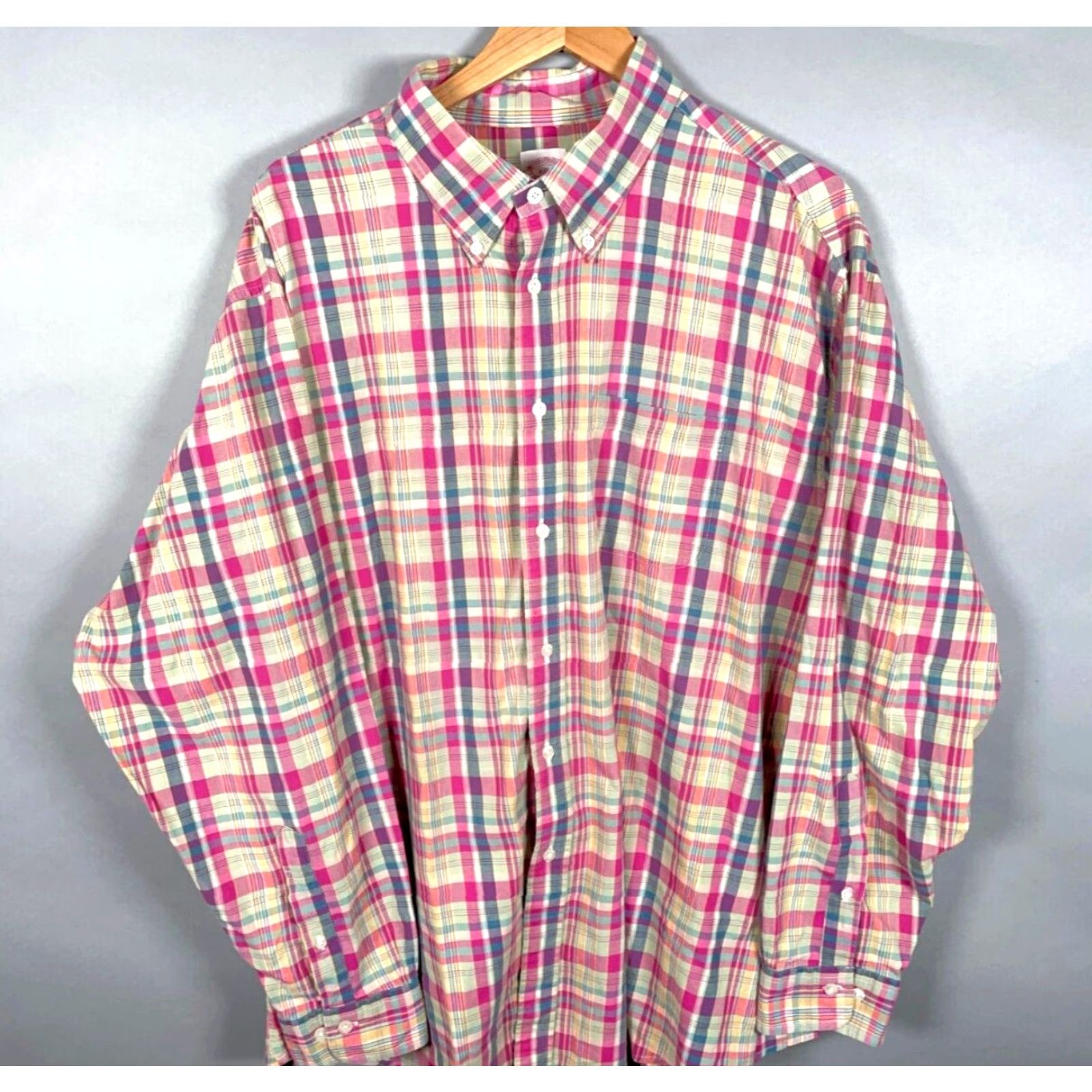 Brooks Brothers Brooks Brothers Shirt Adult 2XL Pink Plaid Button-Down Cotton Casual Colorful Preppy Mens Size US XXL / EU 58 / 5 - 4 Thumbnail