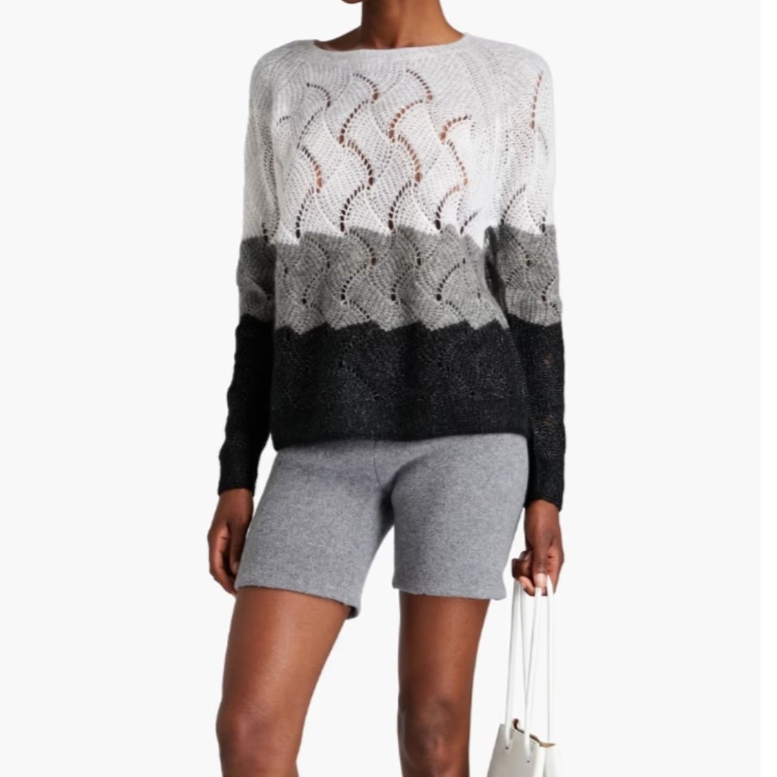 Autumn Cashmere Striped Wave Stitch Cashmere/Silk Sweater - AUTUMN CASHMERE Size L / US 10 / IT 46 - 1 Thumbnail