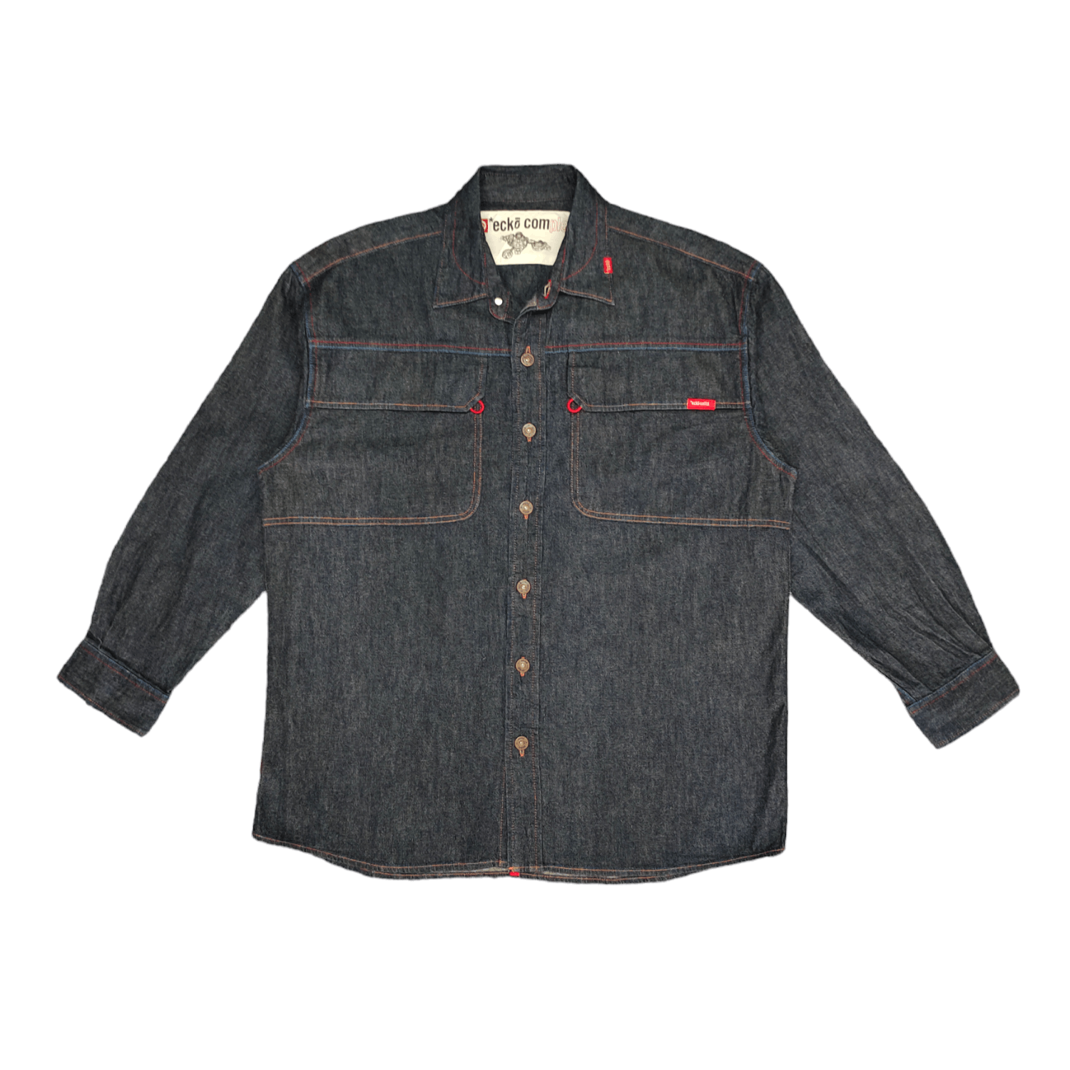 Ecko Unltd. Vintage Y2k Ecko complex Double Pocket Baggy Denim Shirt Size US L / EU 52-54 / 3 - 3 Thumbnail