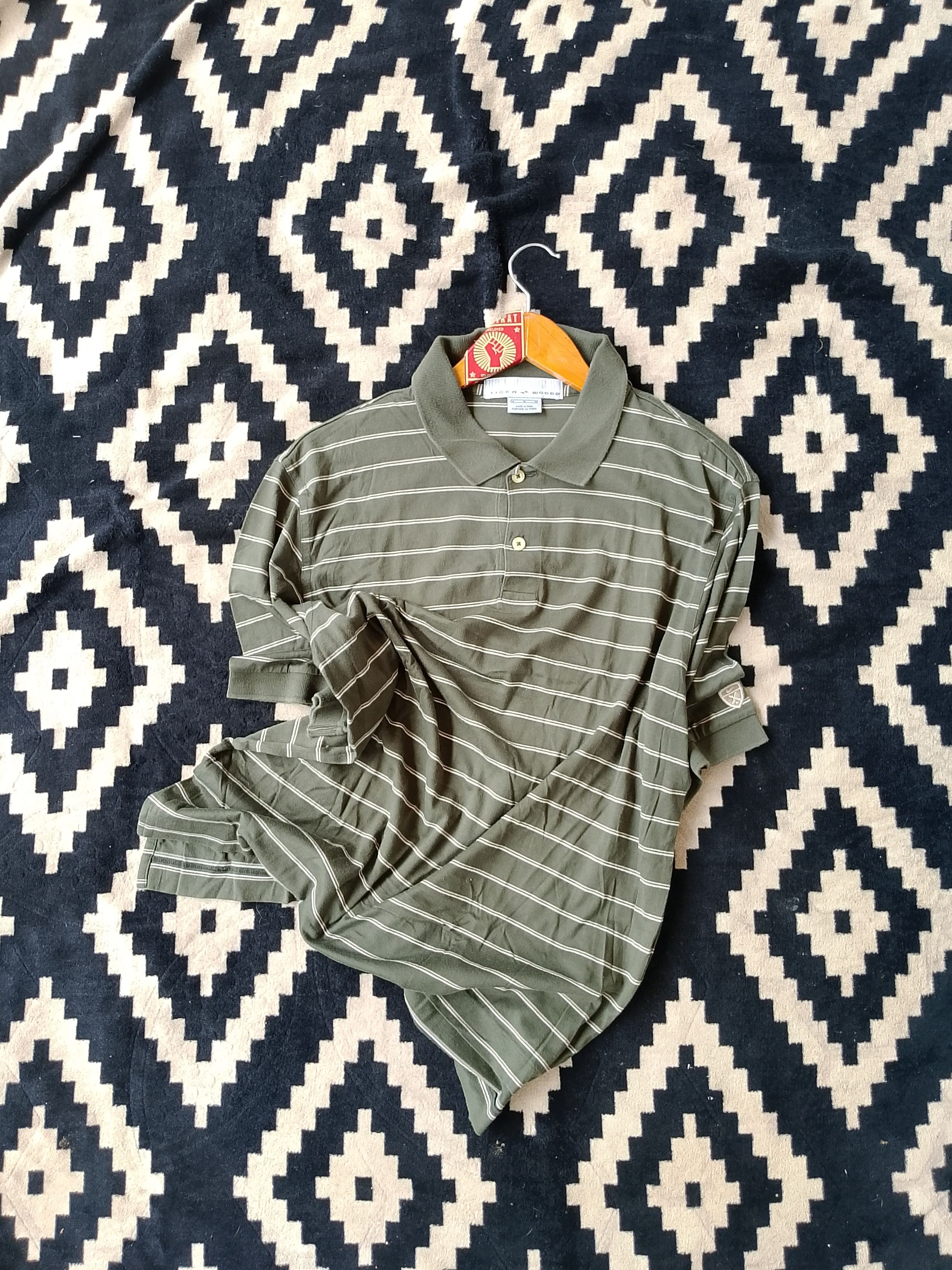 Nike × Tiger Woods Vintage Nike Tiger Woods Striped Polo Earth Tone Golfcore Size US M / EU 48-50 / 2 - 1 Thumbnail