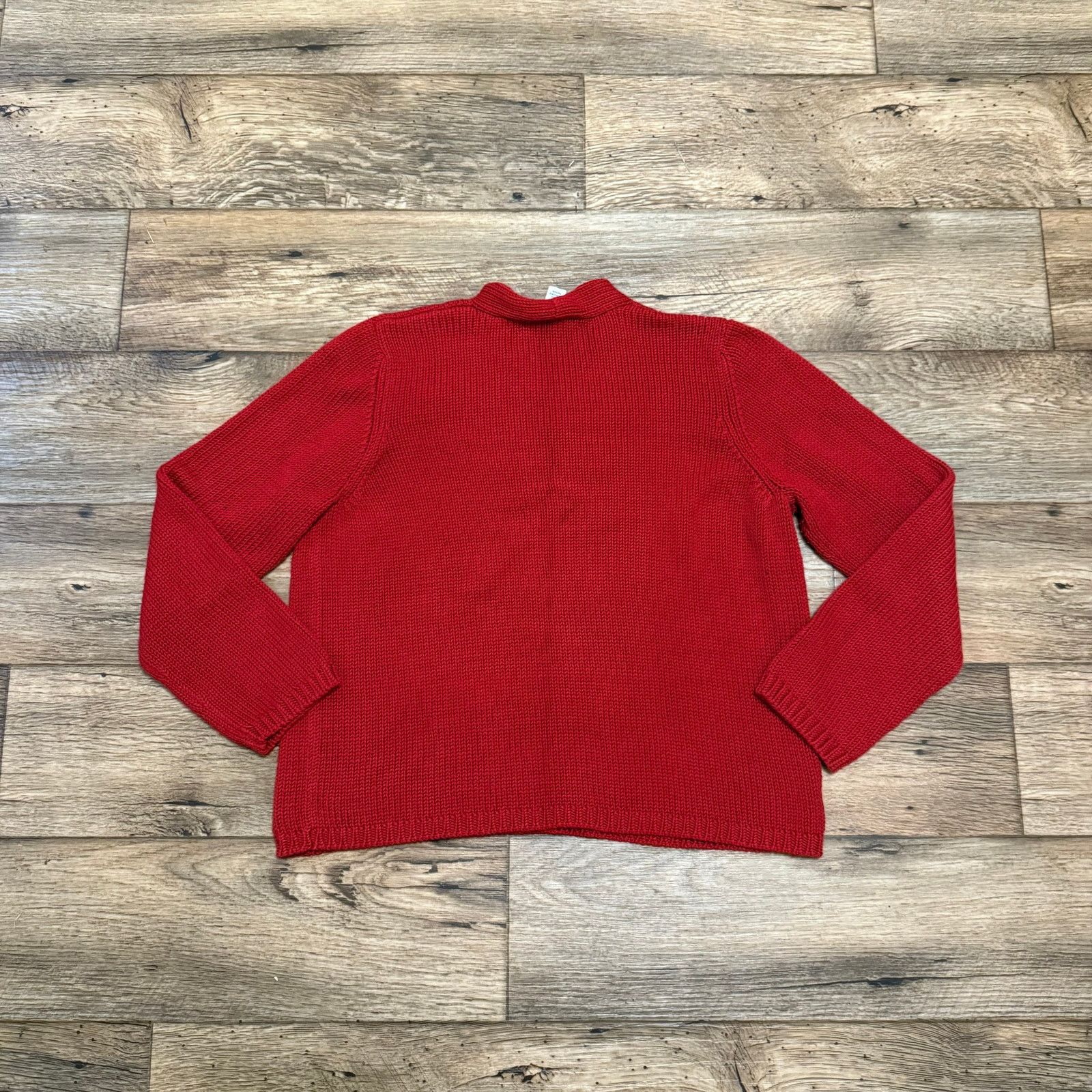 Vintage Vintage 90s Argyle Red Knit V-Neck Sweater Size L / US 10 / IT 46 - 4 Thumbnail