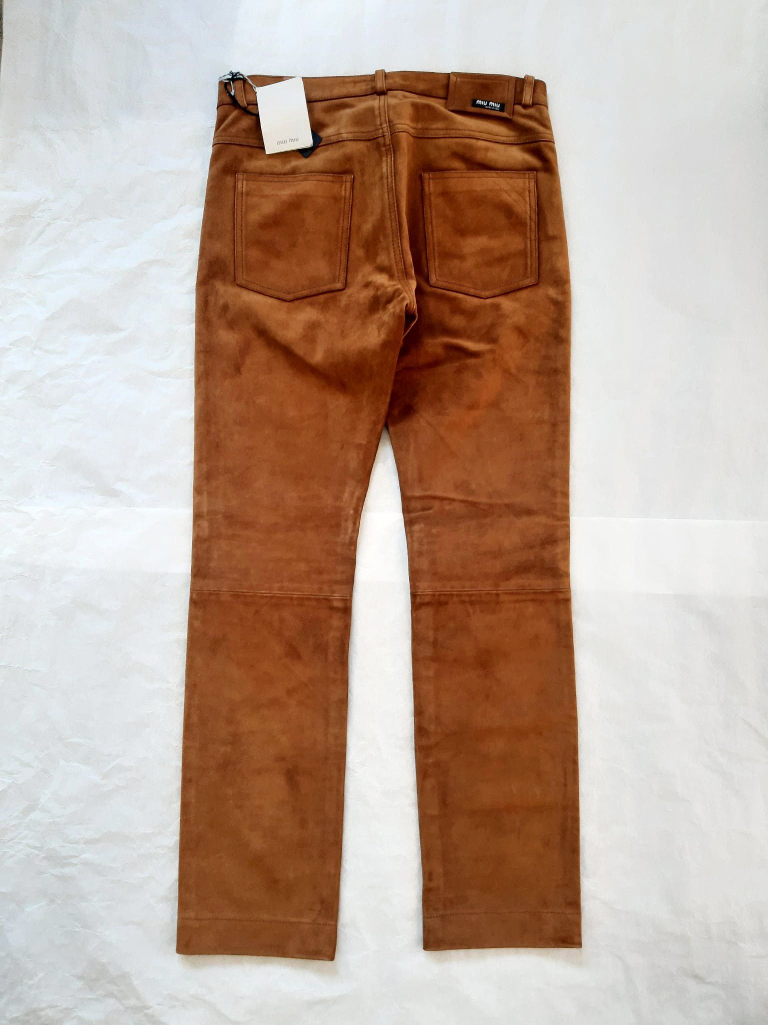 Miu Miu × Prada Miu Miu FW 2005 Runway Camel Suede Pants NWT Size US 30 / EU 46 - 2 Thumbnail