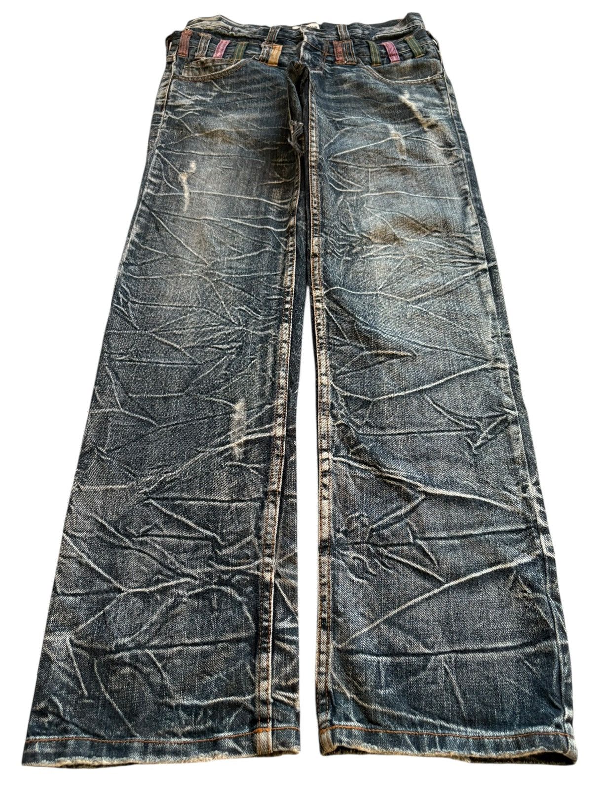 Japanese Brand × PPFM Vintage Japanese Brand Double Waist Bleached Wash Loose Jean Size US 31 - 1 Thumbnail