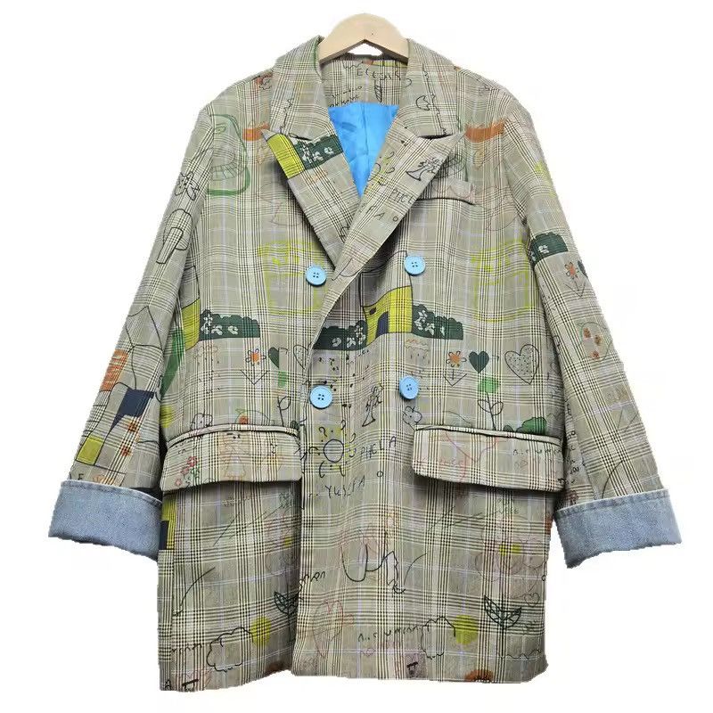 Other Designer Plaid Loose Frayed Vintage Style Jacket Blazer Size M / US 6-8 / IT 42-44 - 1 Thumbnail