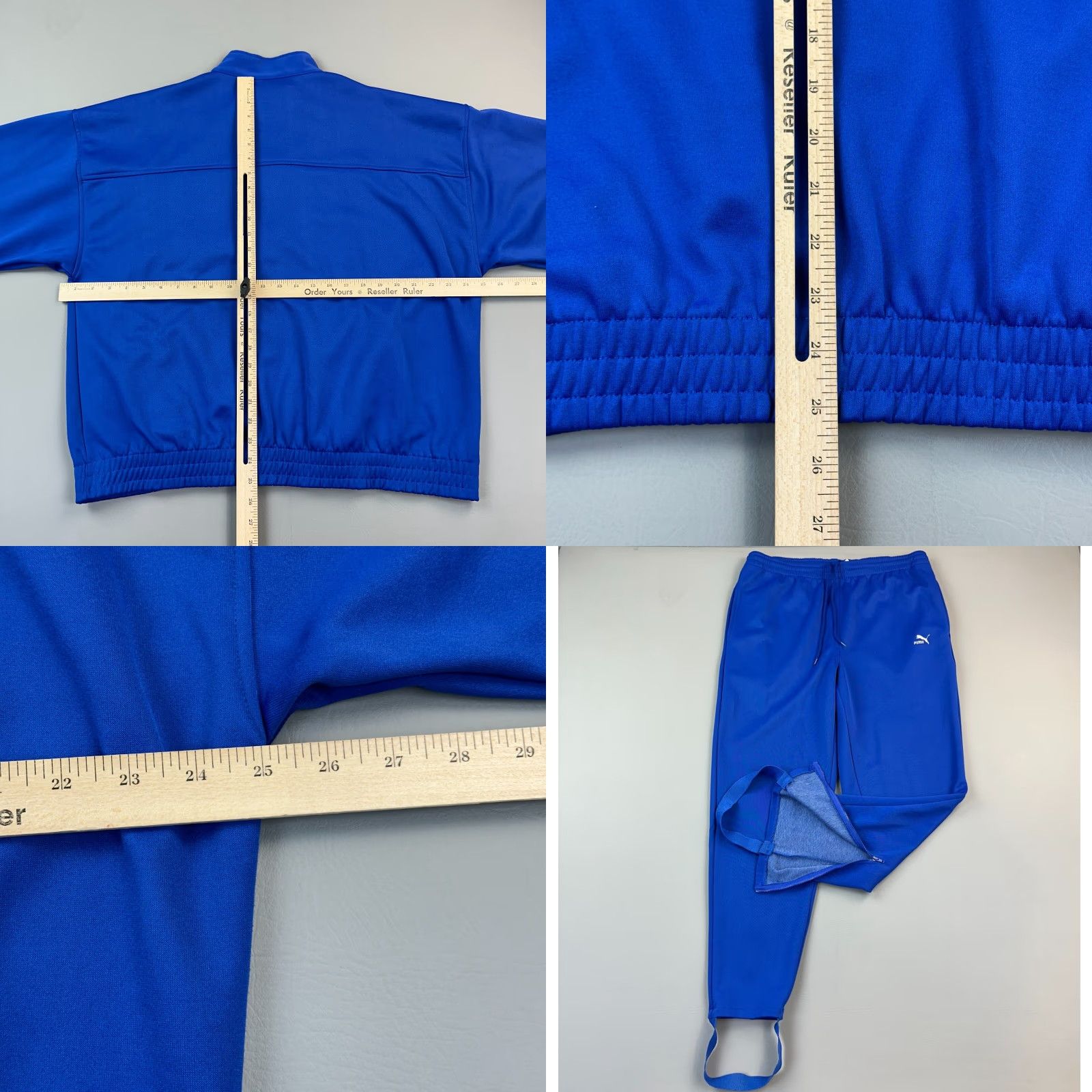 Puma VINTAGE Puma Tracksuit Mens Small Blue Geometric Stirrup Ankle Zip Pants 90s Size 36R - 8 Thumbnail