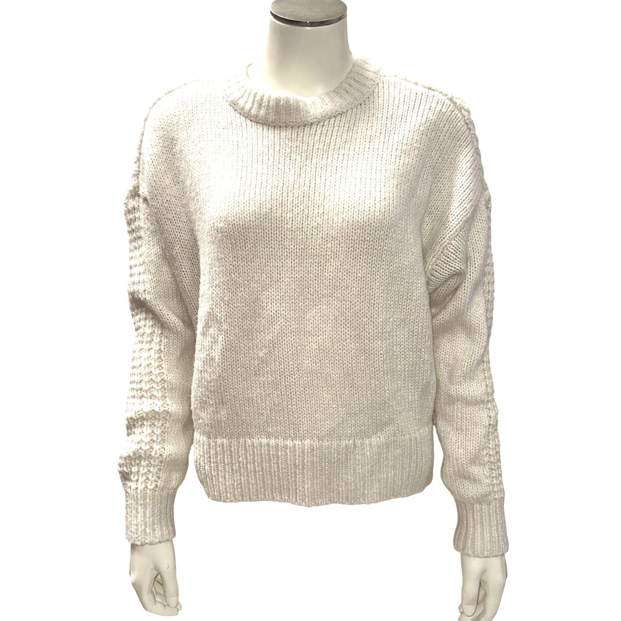 Abercrombie & Fitch Abercrombie Fitch Small Cream Textured Pullover Sweater Wint Size L / US 10 / IT 46 - 2 Thumbnail