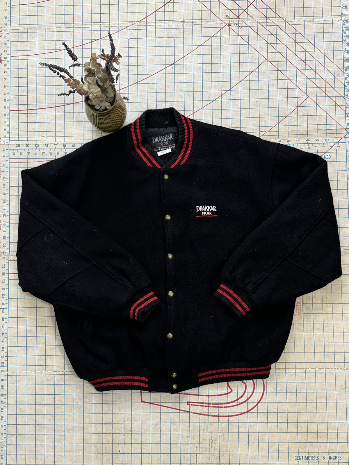 Vintage Vintage Drakkar Noir Bomber Jacket Black Speckled Wool XL Size US XL / EU 56 / 4 - 5 Thumbnail