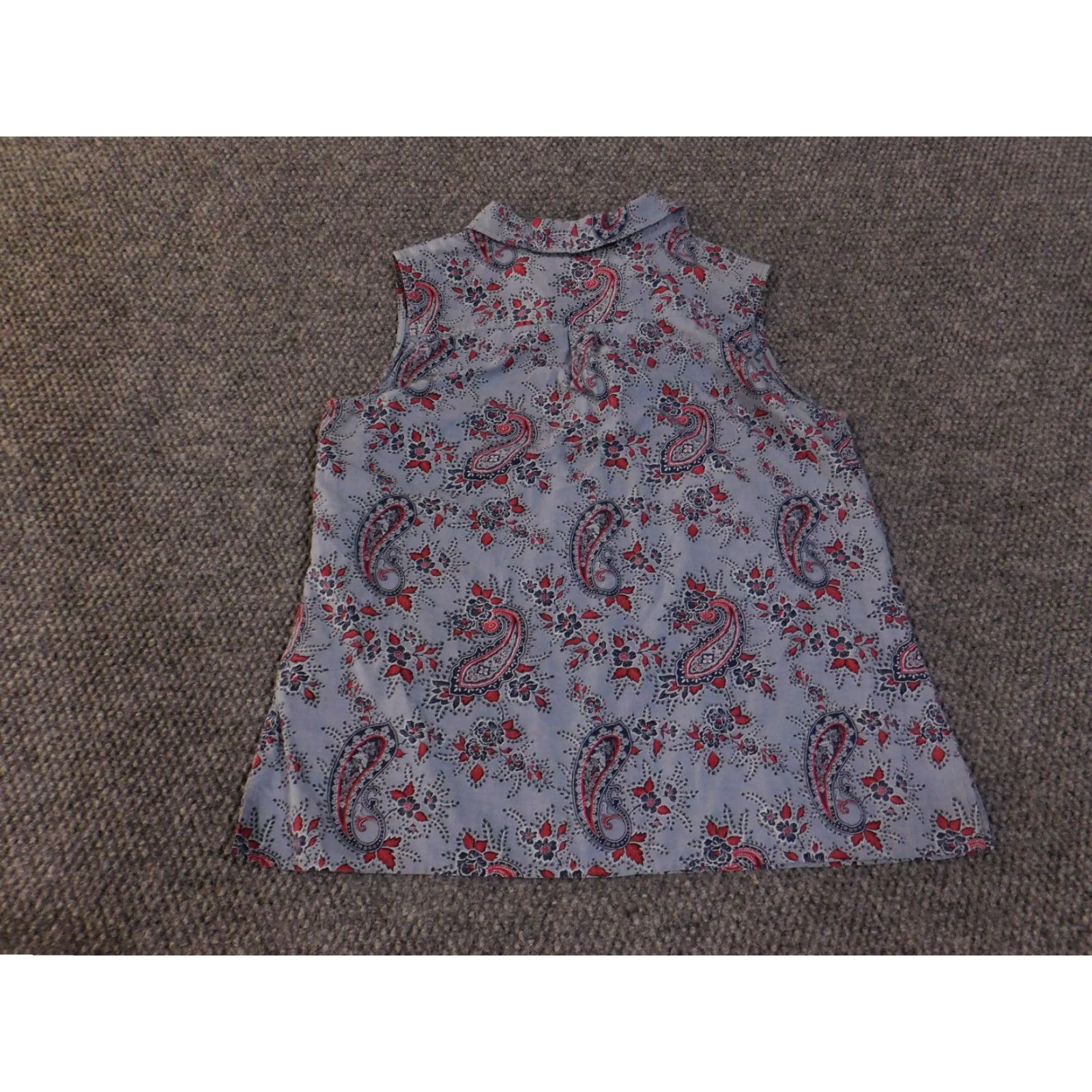 Talbots Talbots Blouse Shirt Womens Petite PM Sleeveless Button Front Multicolor Paisley Cotton Regular Pocket Size M / US 6-8 / IT 42-44 - 7 Thumbnail