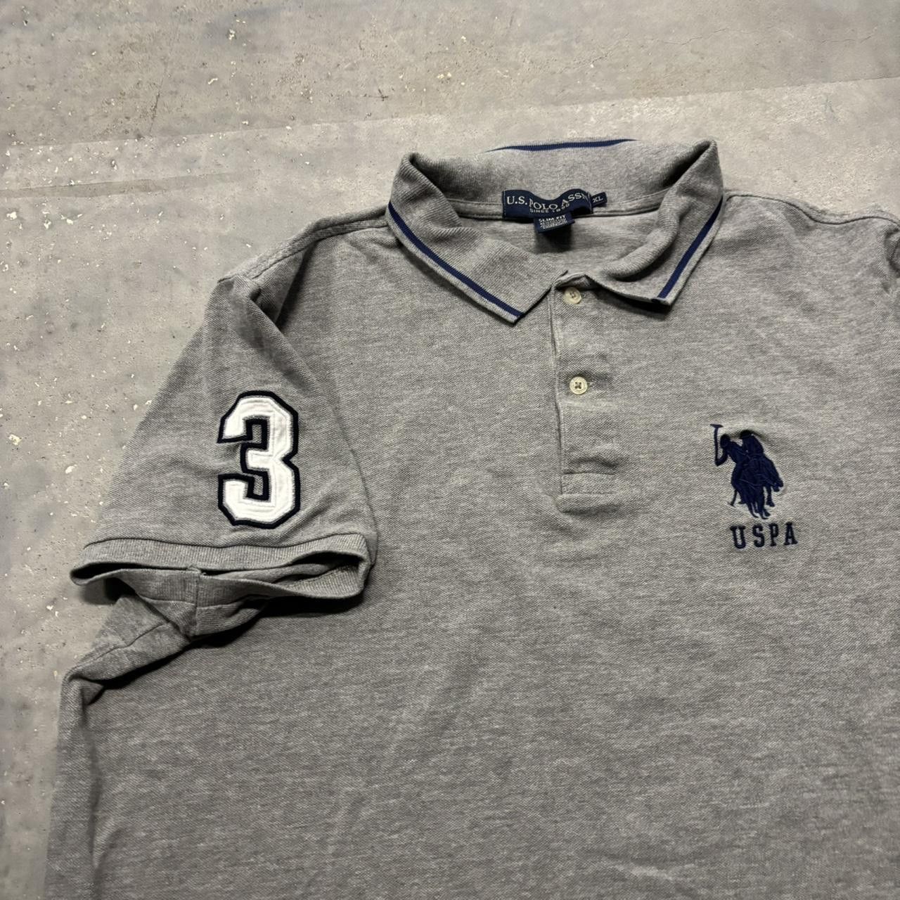 U.S. Polo Assn. × Vintage Crazy Vintage Y2K/2000s Grey U.S. Polo Assn. Streetwear Essential Polo Shirt! Size US XL / EU 56 / 4 - 3 Thumbnail