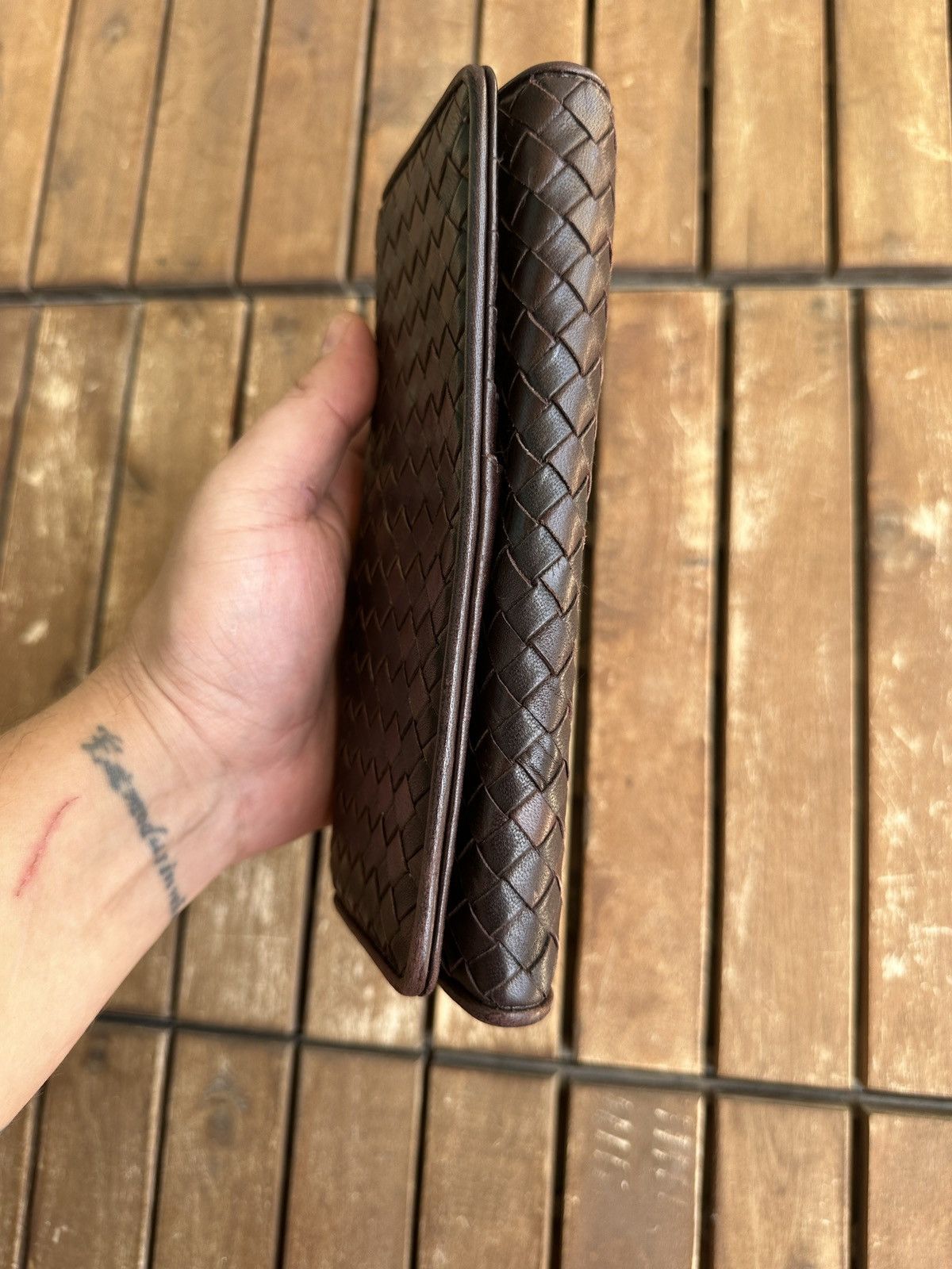 Japanese Brand Japanese Intrecciato Style Leather Wallet Size ONE SIZE - 3 Thumbnail