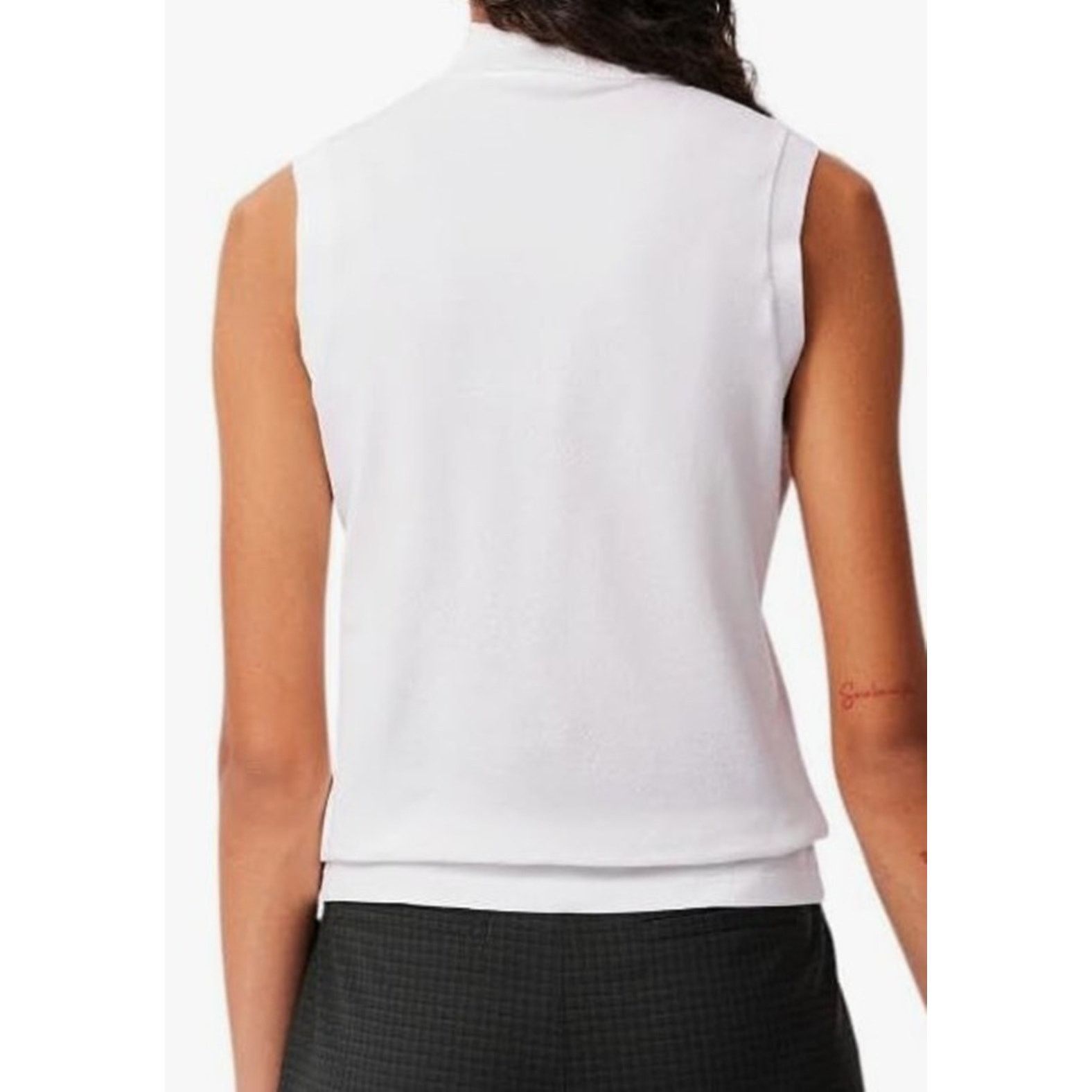 Lacoste Lacoste Women's Sleeveless Slim Fit Stretch Polo White, 12 Size XL / US 12-14 / IT 48-50 - 3 Thumbnail