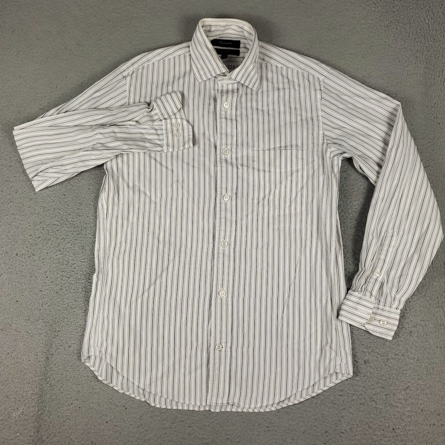 Faconnable Façonnable Shirt Mens Size 16.5 Blue Striped Button-Up Long Sleeve Casual Dress Shirt Mens Regular Fit Cotton Blue 16.5 Modern Preppy Size 40R - 2 Thumbnail