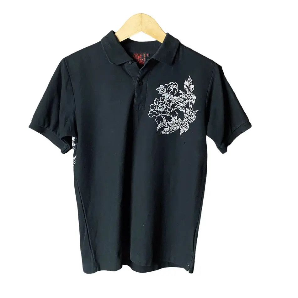 Japanese Brand Gemstone Sukajan Peacock Wave Polo Shirt Ifsixwasnine Size US S / EU 44-46 / 1 - 1 Thumbnail