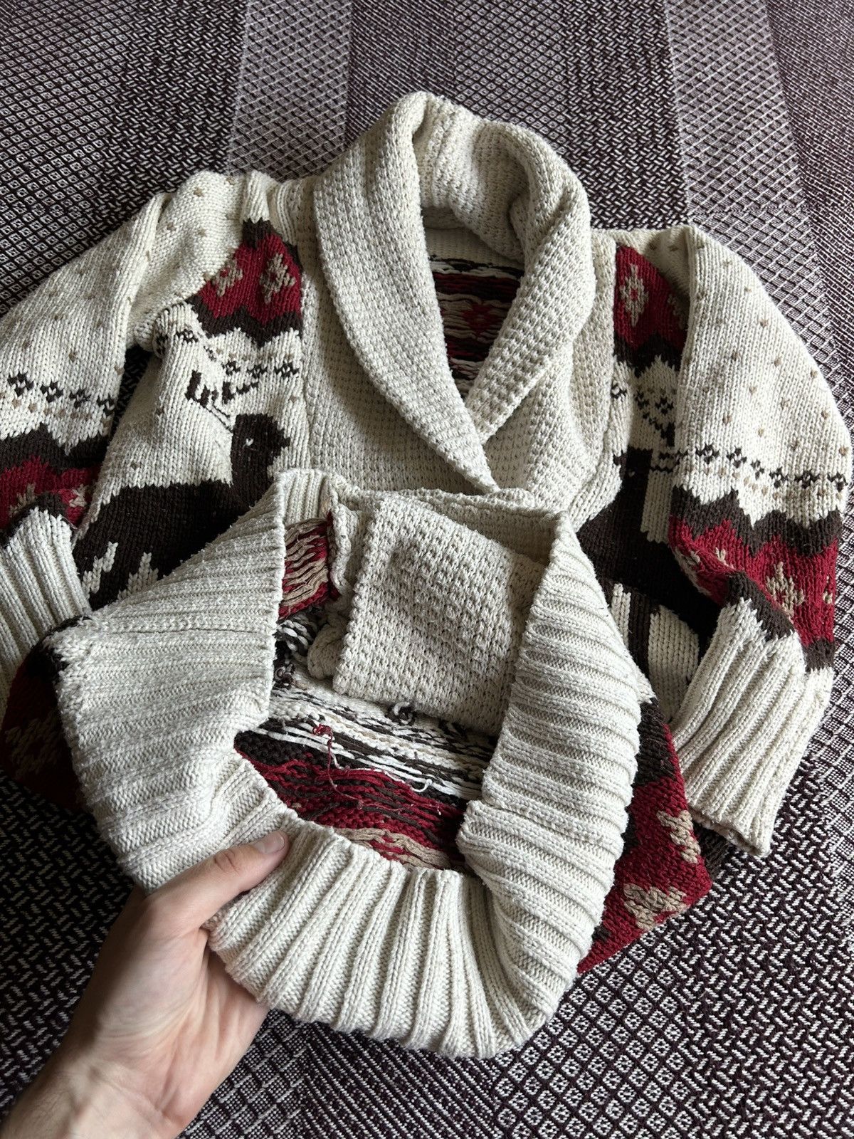 Vintage Vintage Cowichan Sweater 60/70s Hand Knitted Unisex Size S/M Size US S / EU 44-46 / 1 - 8 Thumbnail