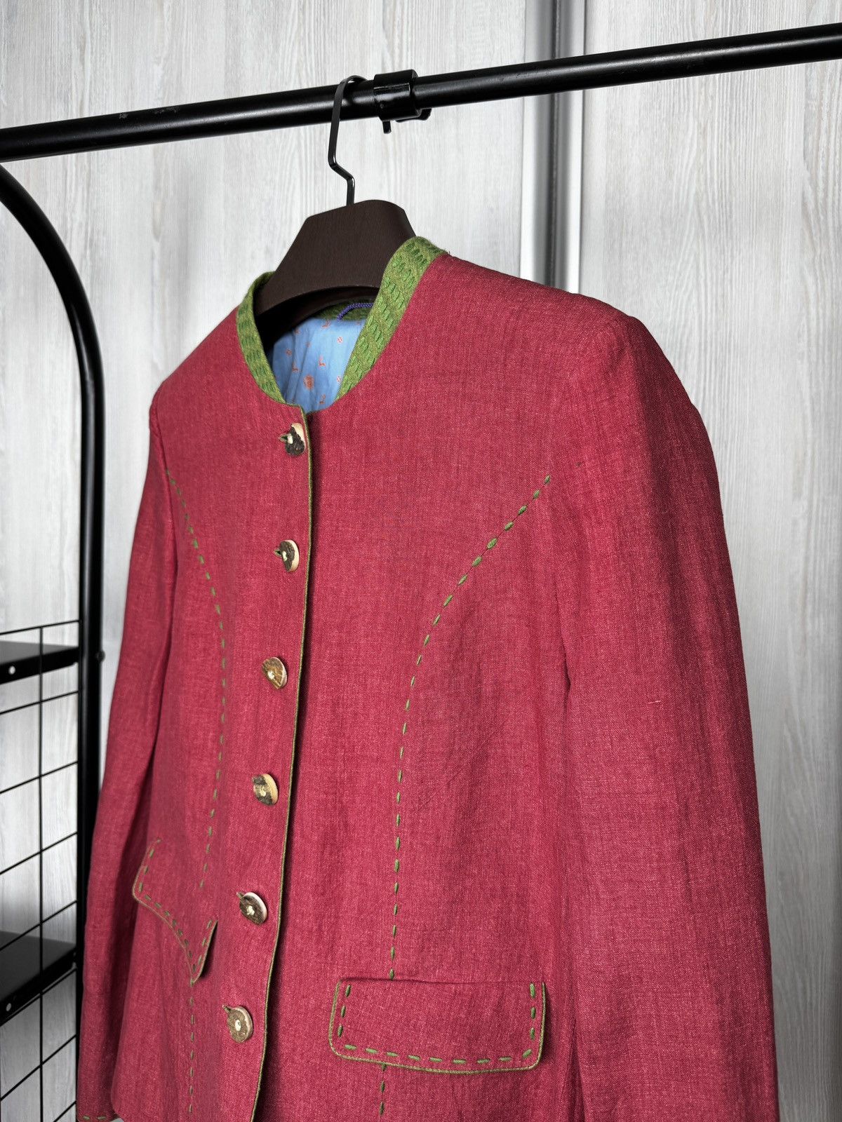 Other Habsburg Antoinette Red Linen Traditional blazer jacket 42 Size L / US 10 / IT 46 - 4 Thumbnail