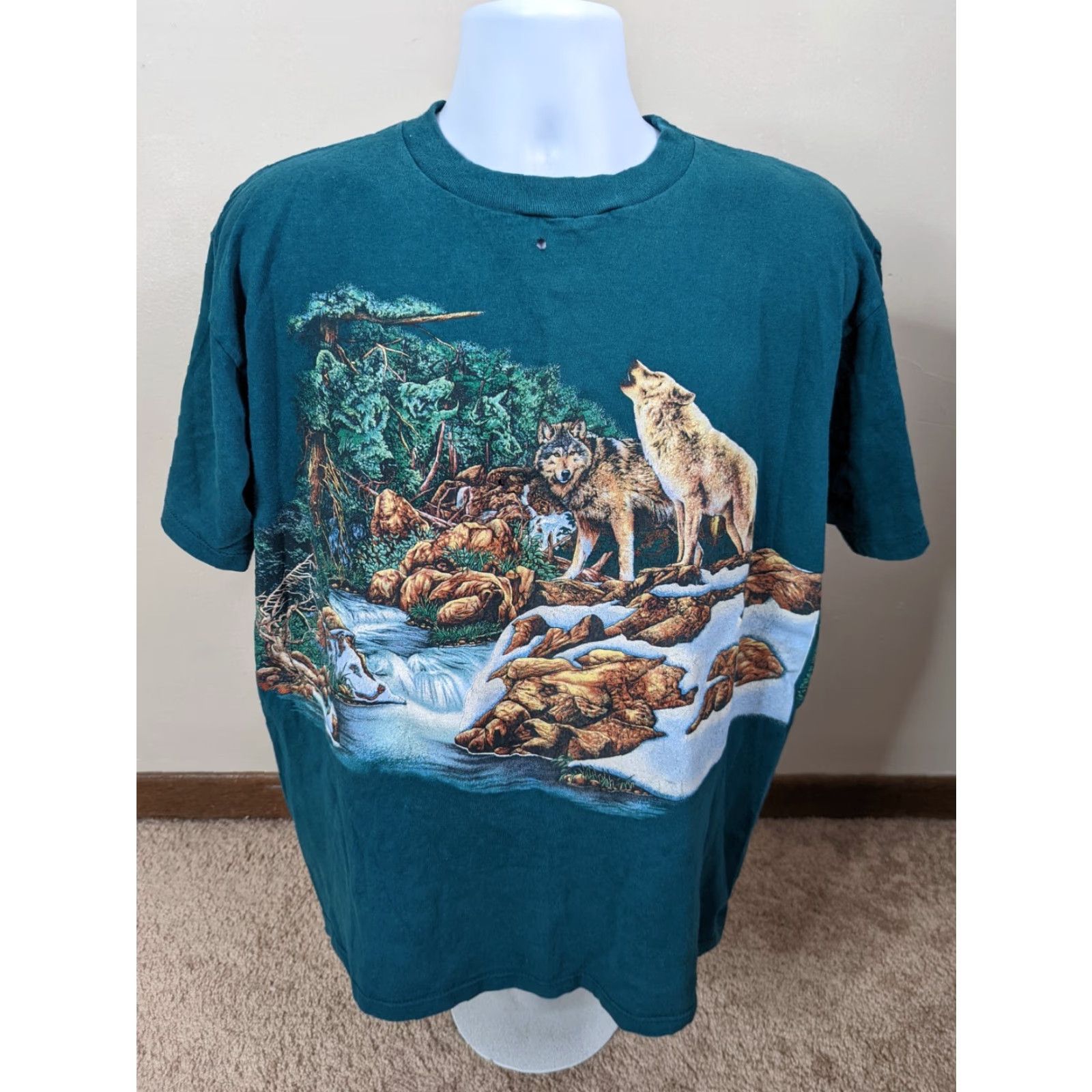 Doublet VINTAGE Wolves All Over Print Shirt Double-Sided XL Teal T6S Shirt Mens 90s Wolves Printable Crew Neck Short Sleeve Cotton Size US XL / EU 56 / 4 - 2 Thumbnail