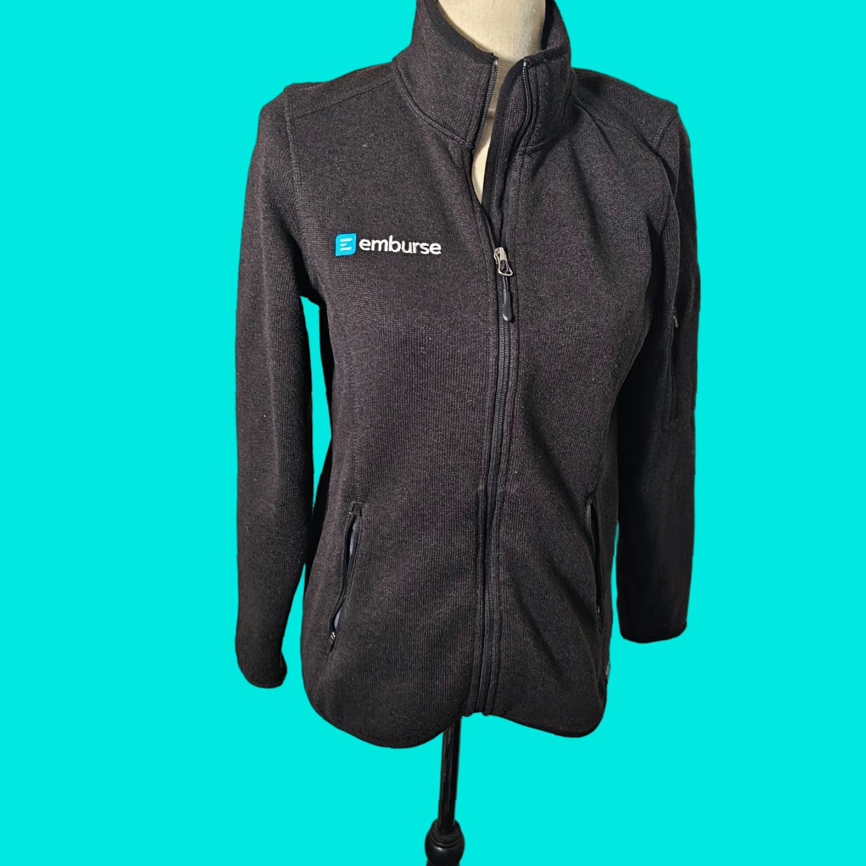 Vintage VINTAGE L.L. Bean Sweater Fleece Black Full Zip S Womens Logo Emburse 502383 Size S / US 4 / IT 40 - 1 Thumbnail