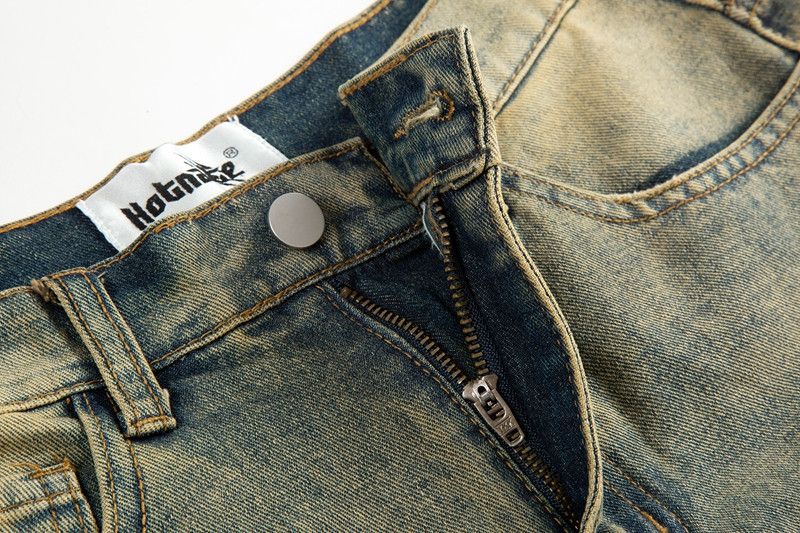 Vintage Split Deconstructed Wide Jeans Mud Yellow