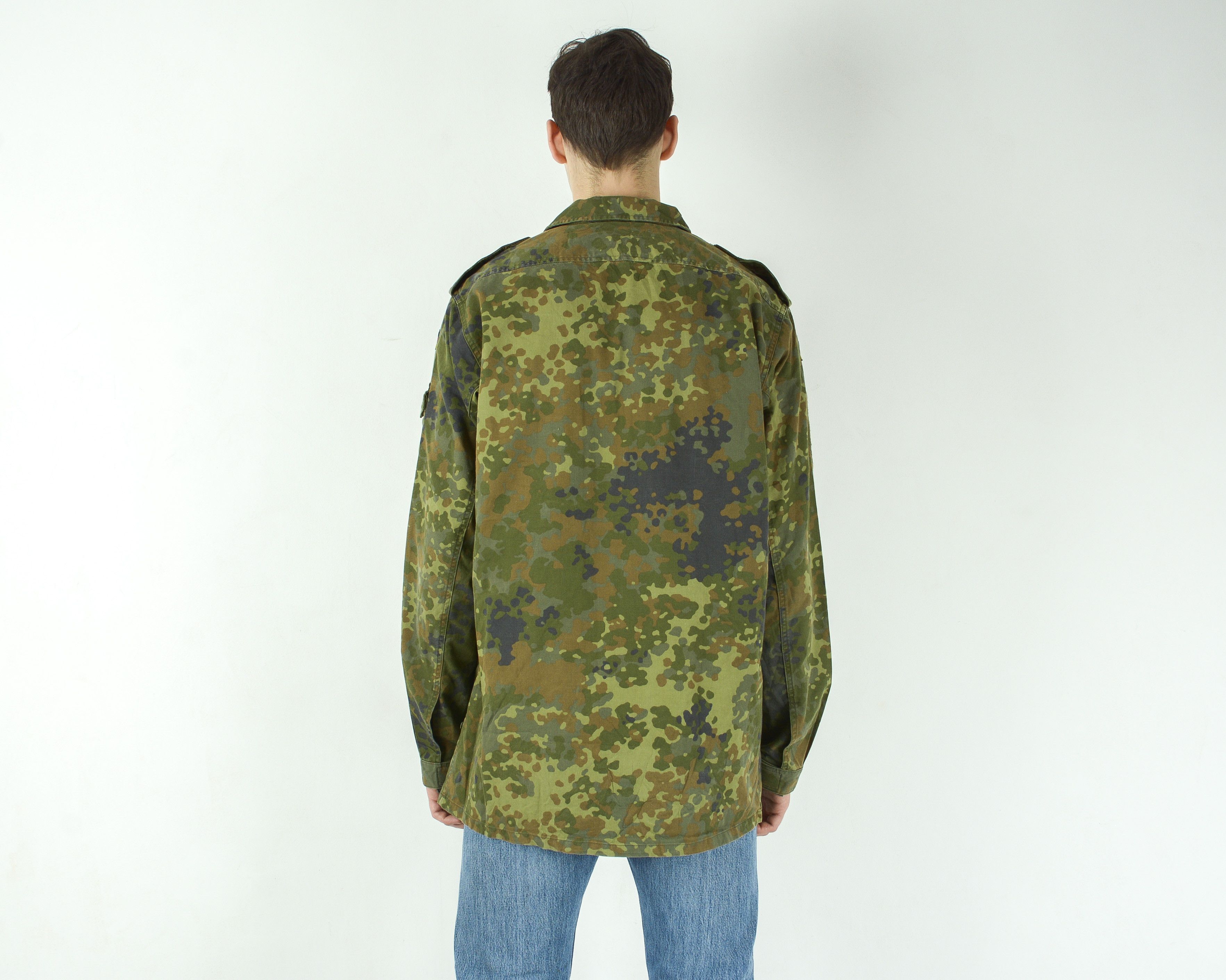 Vintage Germany L Flecktarn Army Field Jacket Coat War Camouflage Size US L / EU 52-54 / 3 - 6 Thumbnail