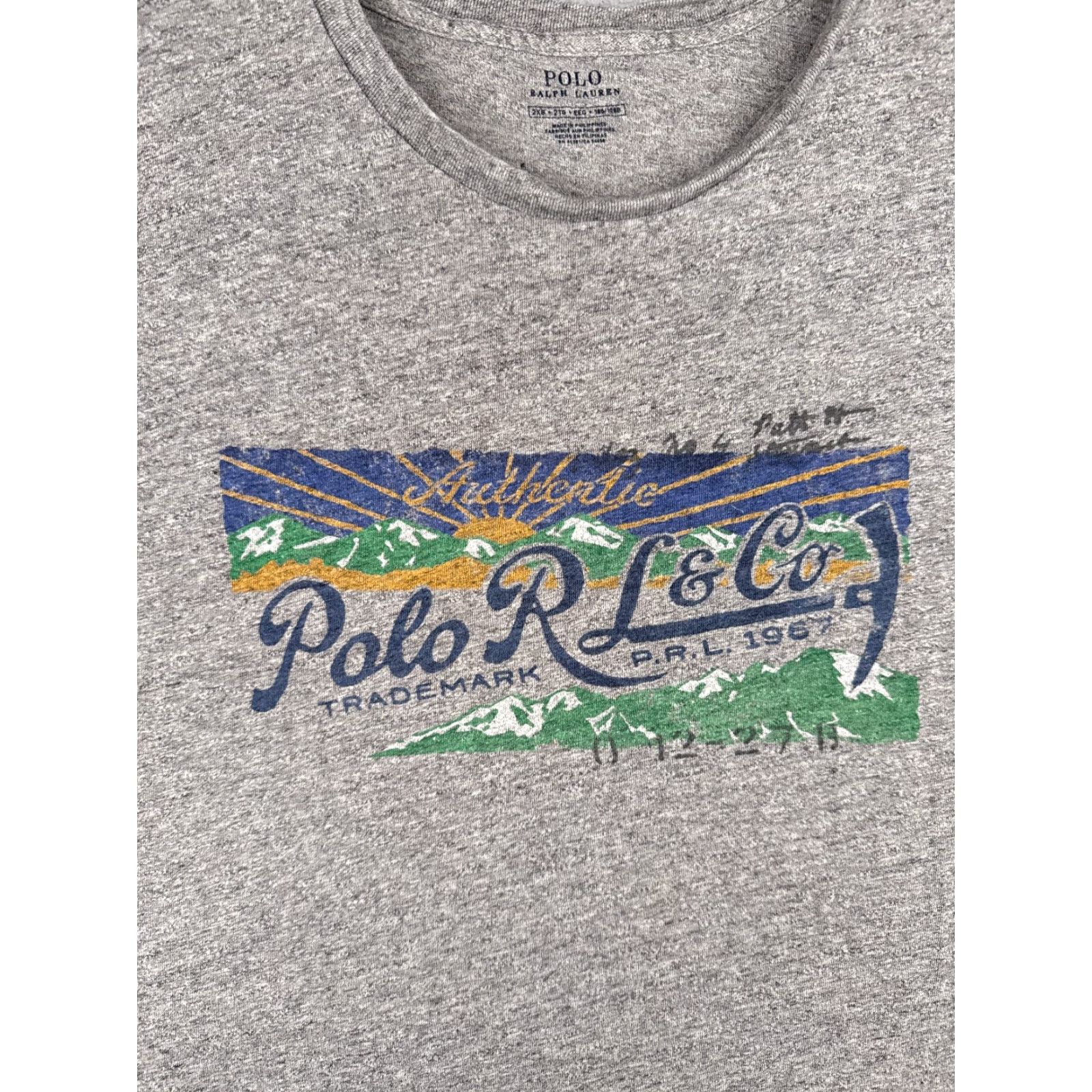 VINTAGE Ralph Lauren Polo Shirt Men Big & Tall 2XL Gray 100% Cotton Crew Neck Short Sleeve Solid Logo Embroidered Pockets 2X Big & Tall Mens Shirt