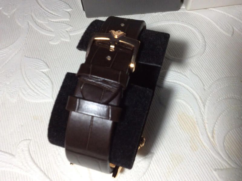 Emporio Armani Emporio Armani men's automatic brown leather strap watch Size ONE SIZE - 4 Thumbnail