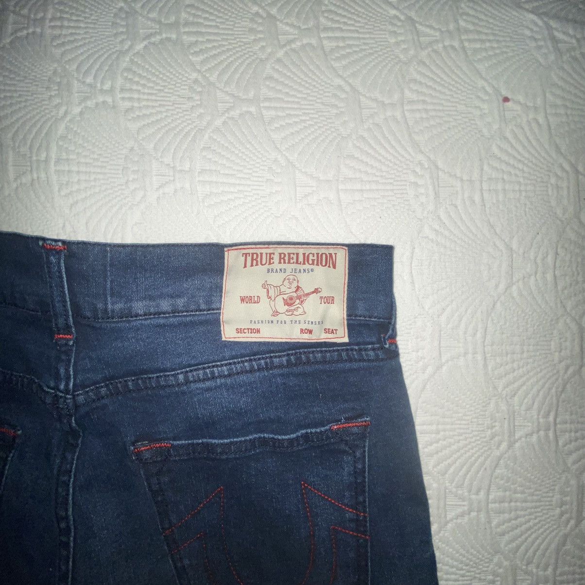 True Religion True Religion Jeans Ricky Relaxed Straight Blue/Red Stiching Size US 31 - 3 Thumbnail