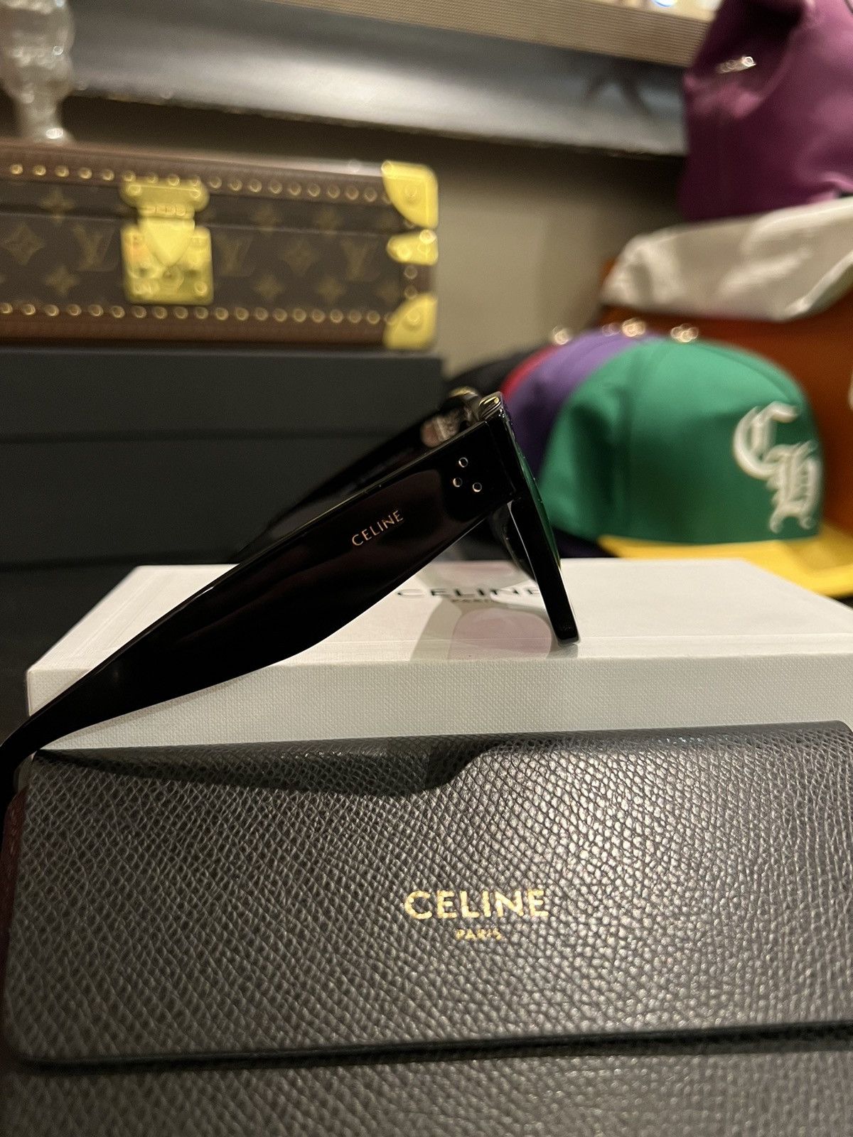 Celine Celine acetate black gold square sunglasses Size ONE SIZE - 4 Thumbnail