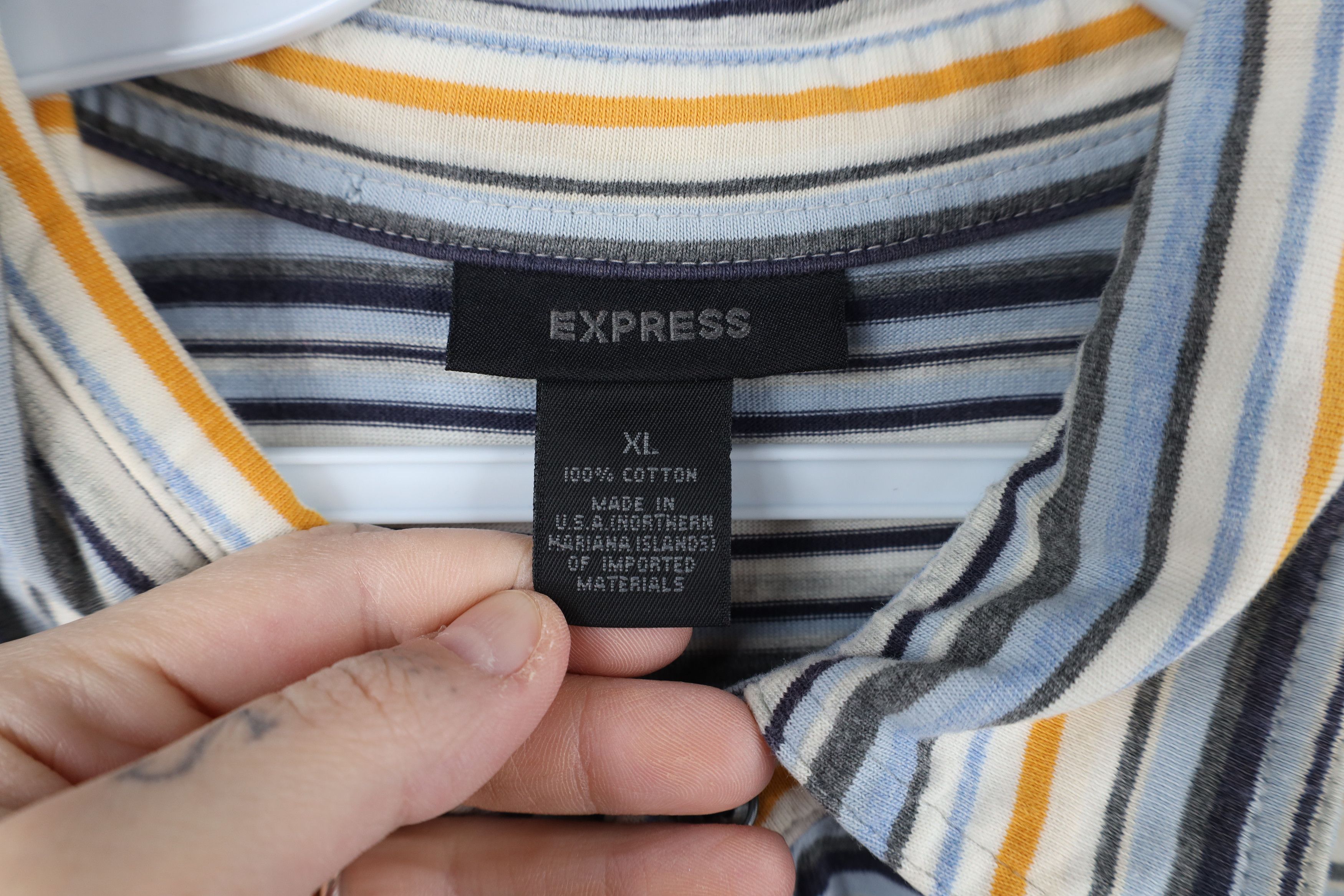 Express × Vintage Vintage Express Rainbow Striped Knit Collared Polo Shirt Size US XL / EU 56 / 4 - 7 Thumbnail