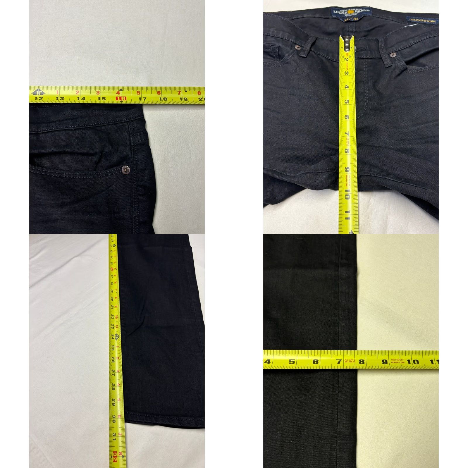 Lucky Brand Lucky Brand Cate Stacked Skinny Jeans Womens 12/31 W34XL30 Black Denim 7W11560 Size 24" / US 00 / IT 34 - 9 Thumbnail