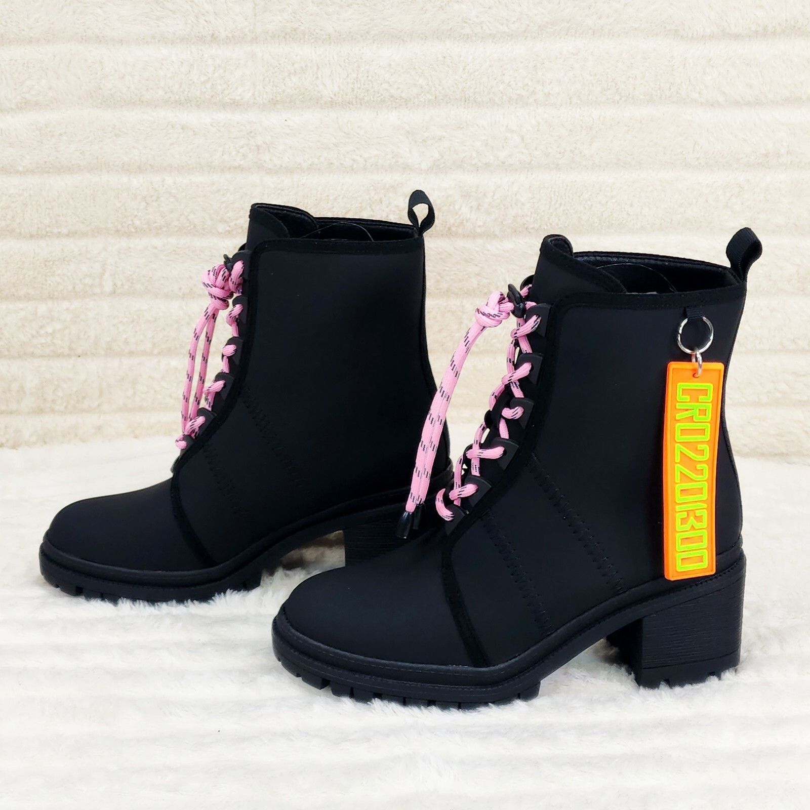 Other Stellar Black / Pink Water Resistant Combat Boots Brand New Size US 9 / IT 39 - 2 Thumbnail