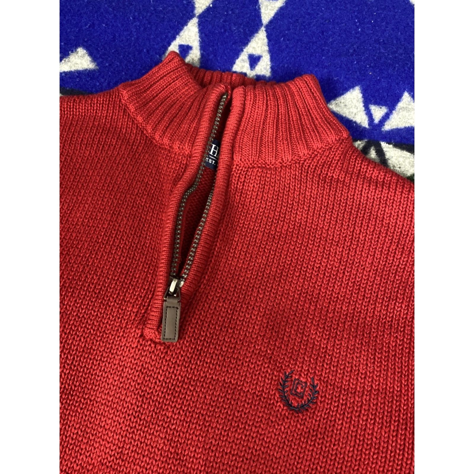 Chaps Chaps Ralph Lauren Sweater Mens L Red 1/4 Zip Knit Pullover Size US L / EU 52-54 / 3 - 3 Thumbnail