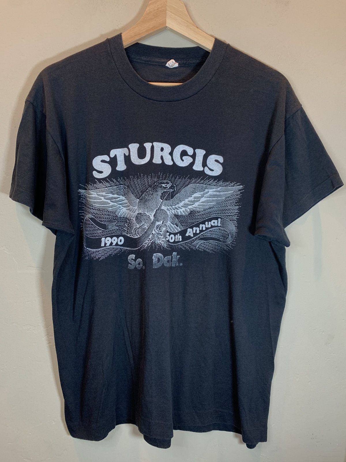 Vintage *RARE* Vintage 1990 Sturgis Biker Rally Single Stitch Shirt Size US XL / EU 56 / 4 - 1 Thumbnail