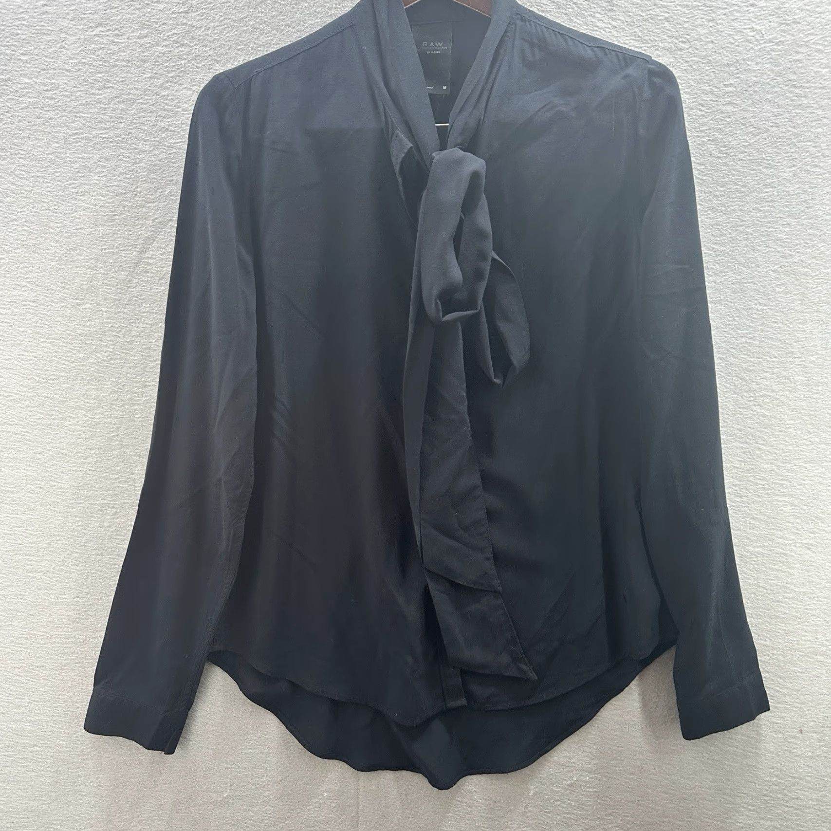 G-Star G Star Raw Blouse Womens M Long Sleeve Tie Neck Collared Black Cotton Shirt Womens Size M / US 6-8 / IT 42-44 - 2 Thumbnail